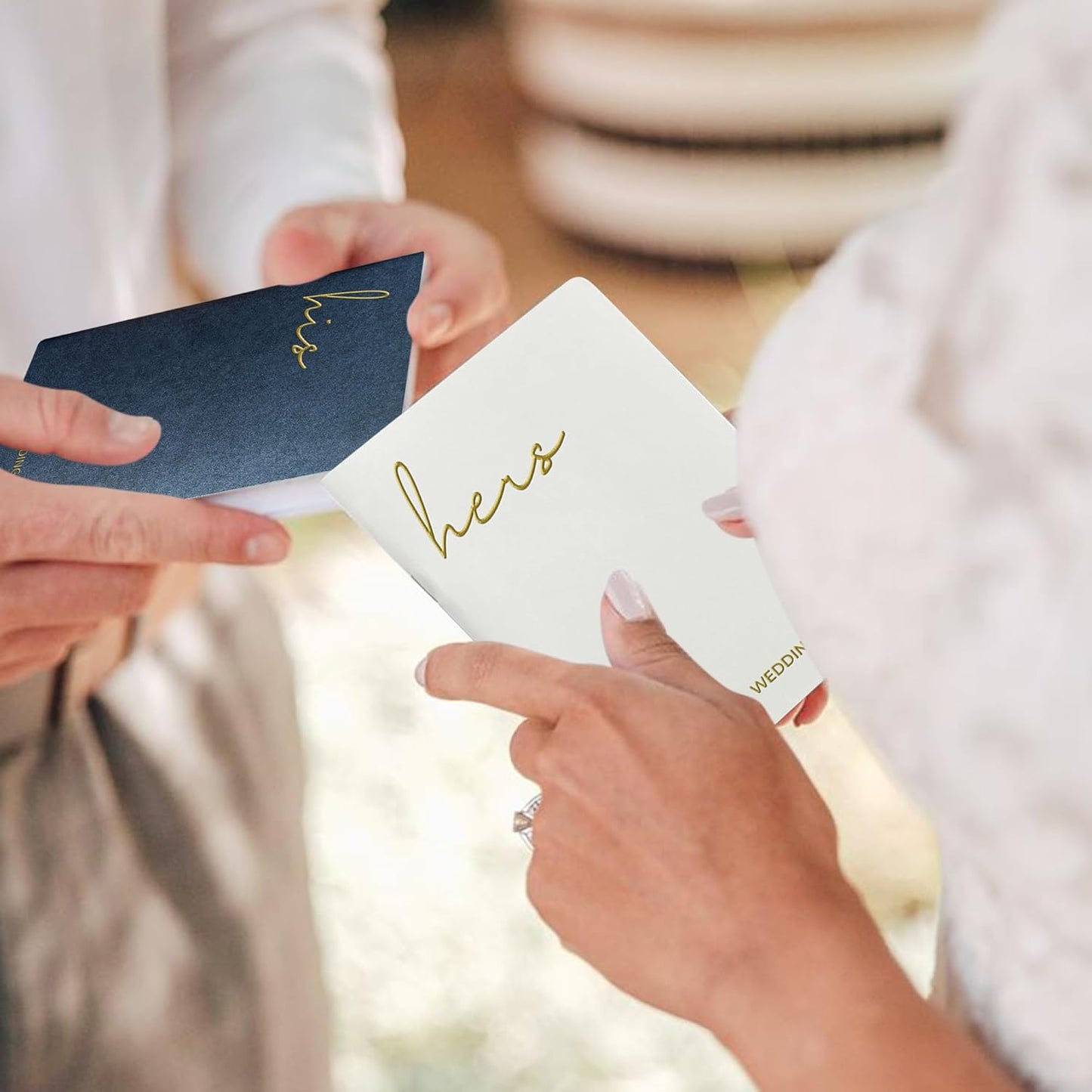 Vow Books His and Hers Wedding Vow Books wtih Soft Touch Gold Foil Engraving Wedding Essentials Wedding Accessories(XZ-HH-Navy)