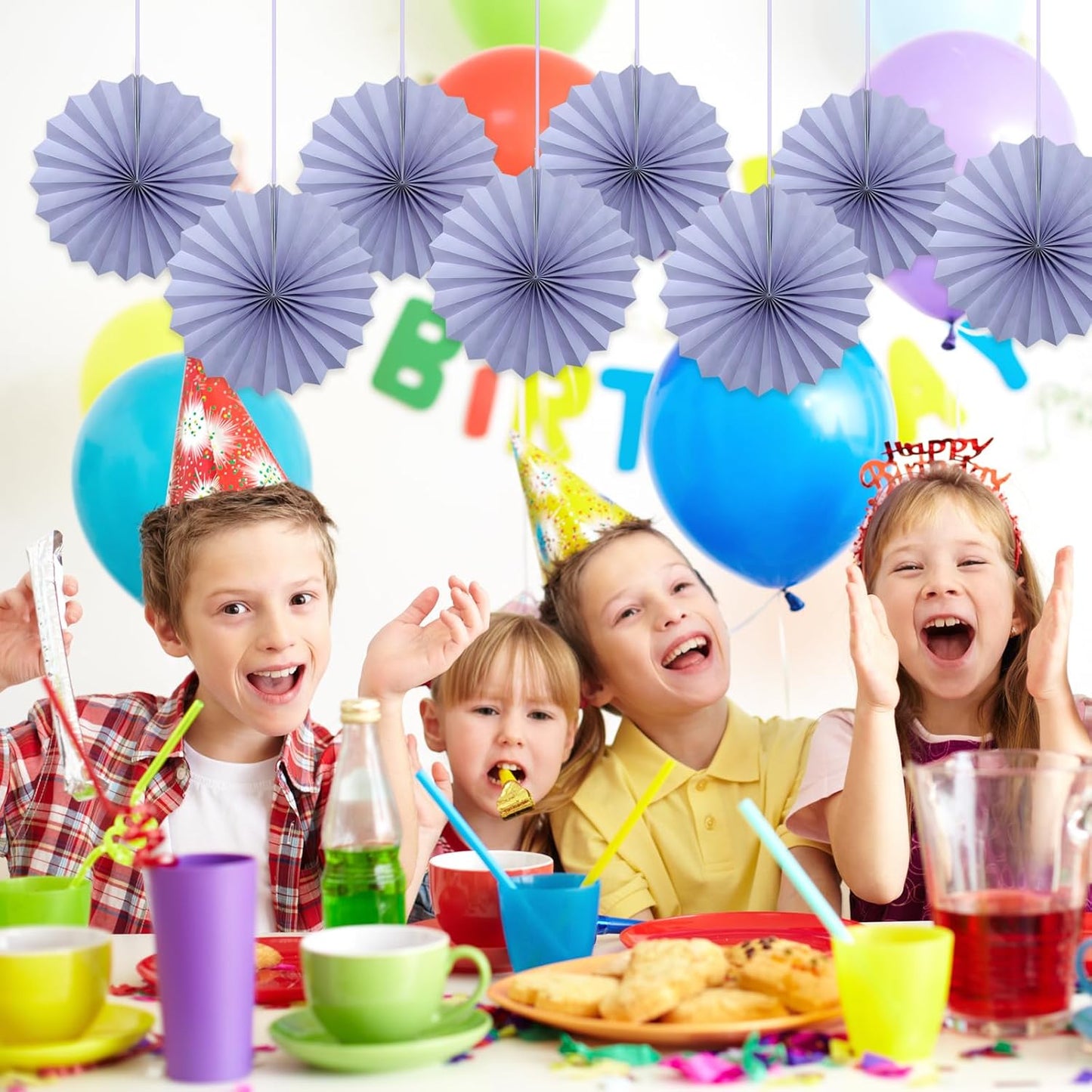 Purple Birthday Decorations,DIY Purple Paper Fans Hanging Decoration ,Party Decorations for Adults 12in,Little Mermaid Party Decor,Baby Shower Decorations 30 Color DIY Set (Light Purple)