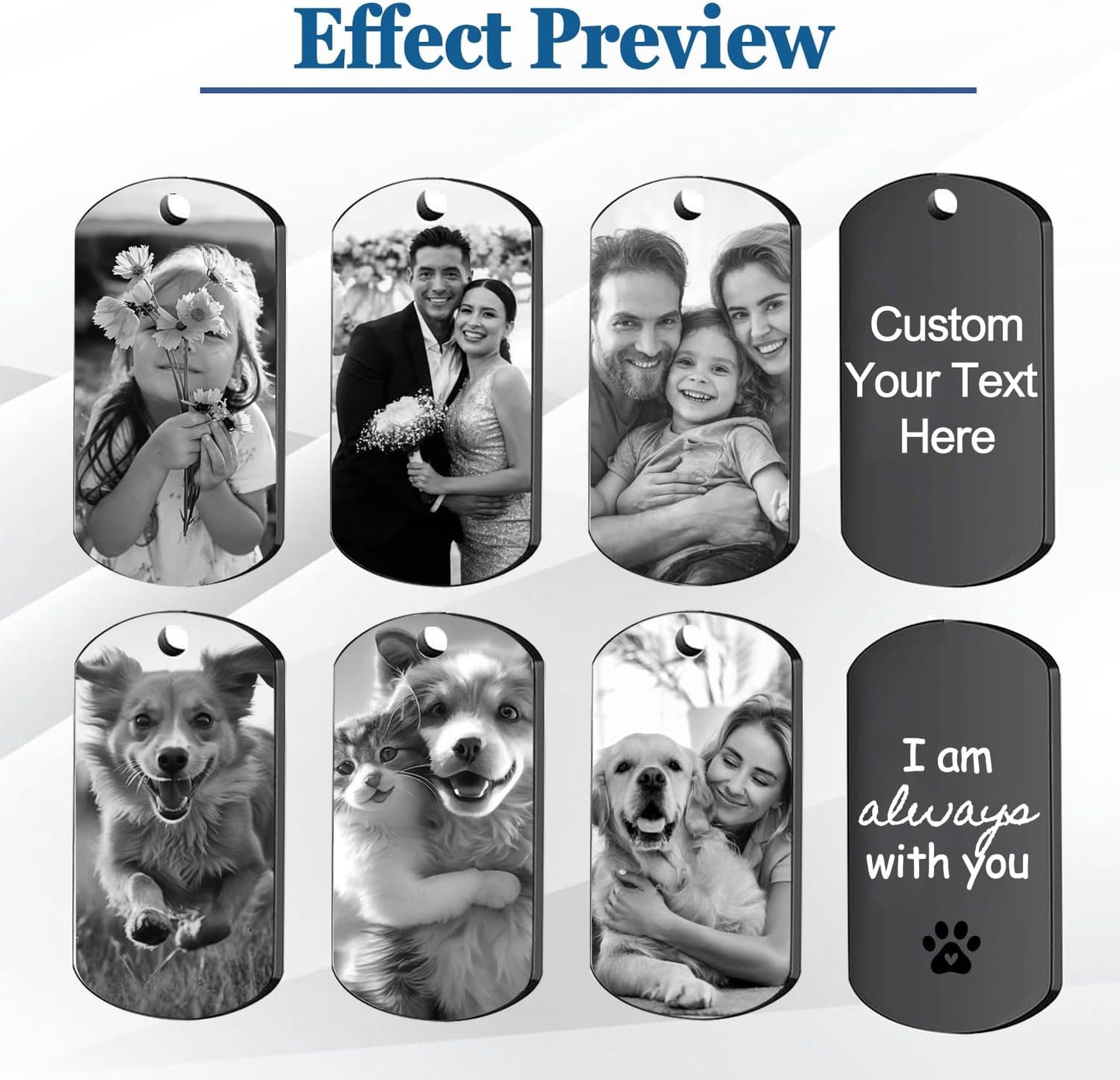 Custom Keychain with Picture, Personalized Keychain with Engraved Photo/Text, Gifts for Family and Friends