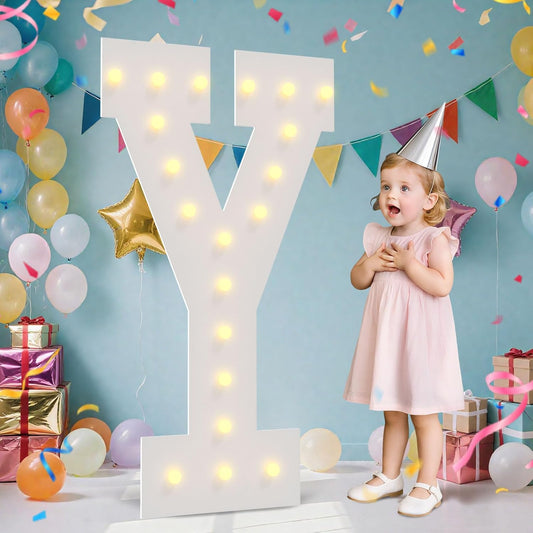 4FT Marquee Light Up Letters - Large Marquee Letters 4 Feet Tall for Birthday Party Decorations, Big Letter for Wedding Event Marry Me Baby Shower Bridal Shower, Letter Y