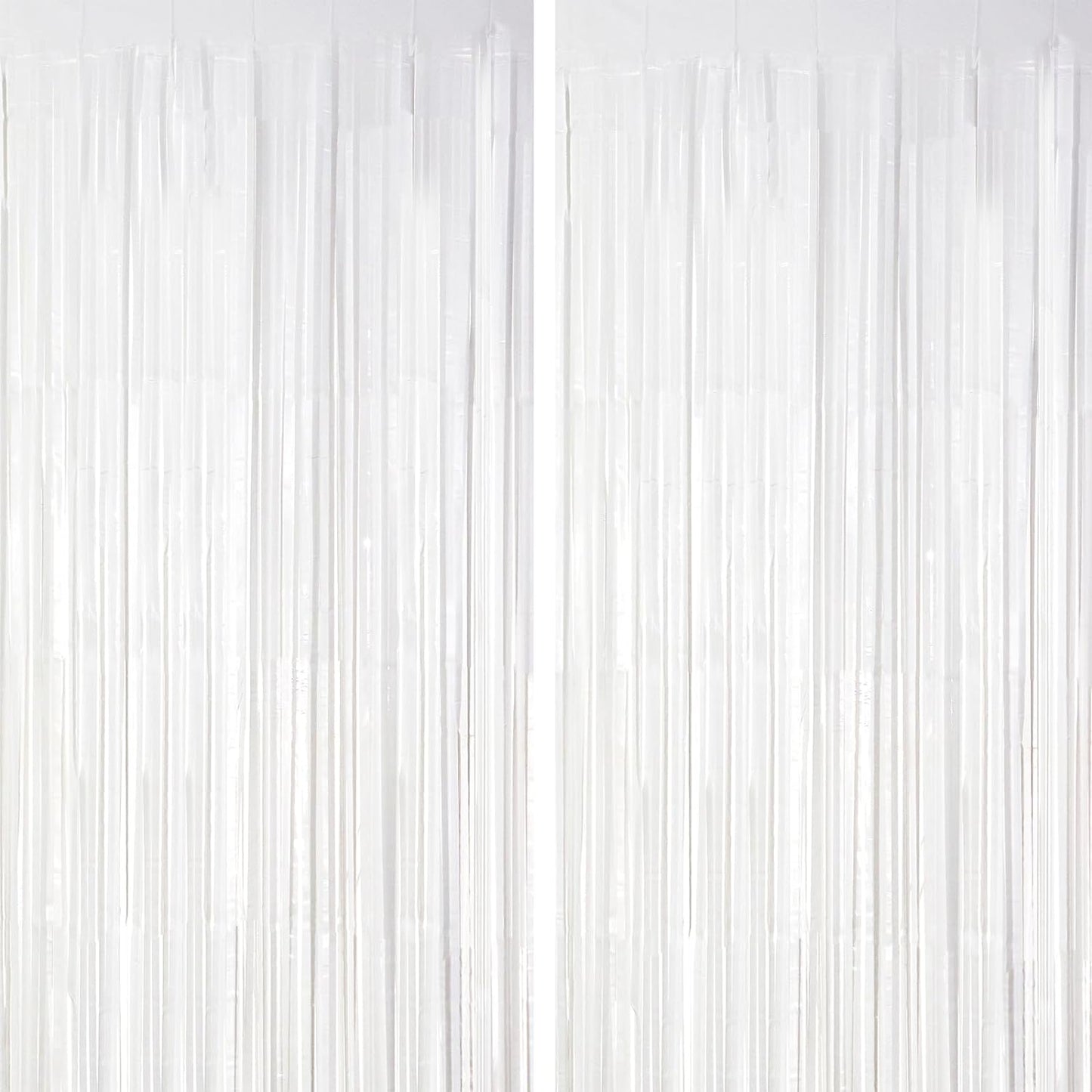 2 Pack White Tinsel Foil Fringe Curtains, White Party Decorations, Metallic Tinsel Party Streamers Backdrop for Birthday Baby Shower Graduation Wedding Anniversary Party Decorations