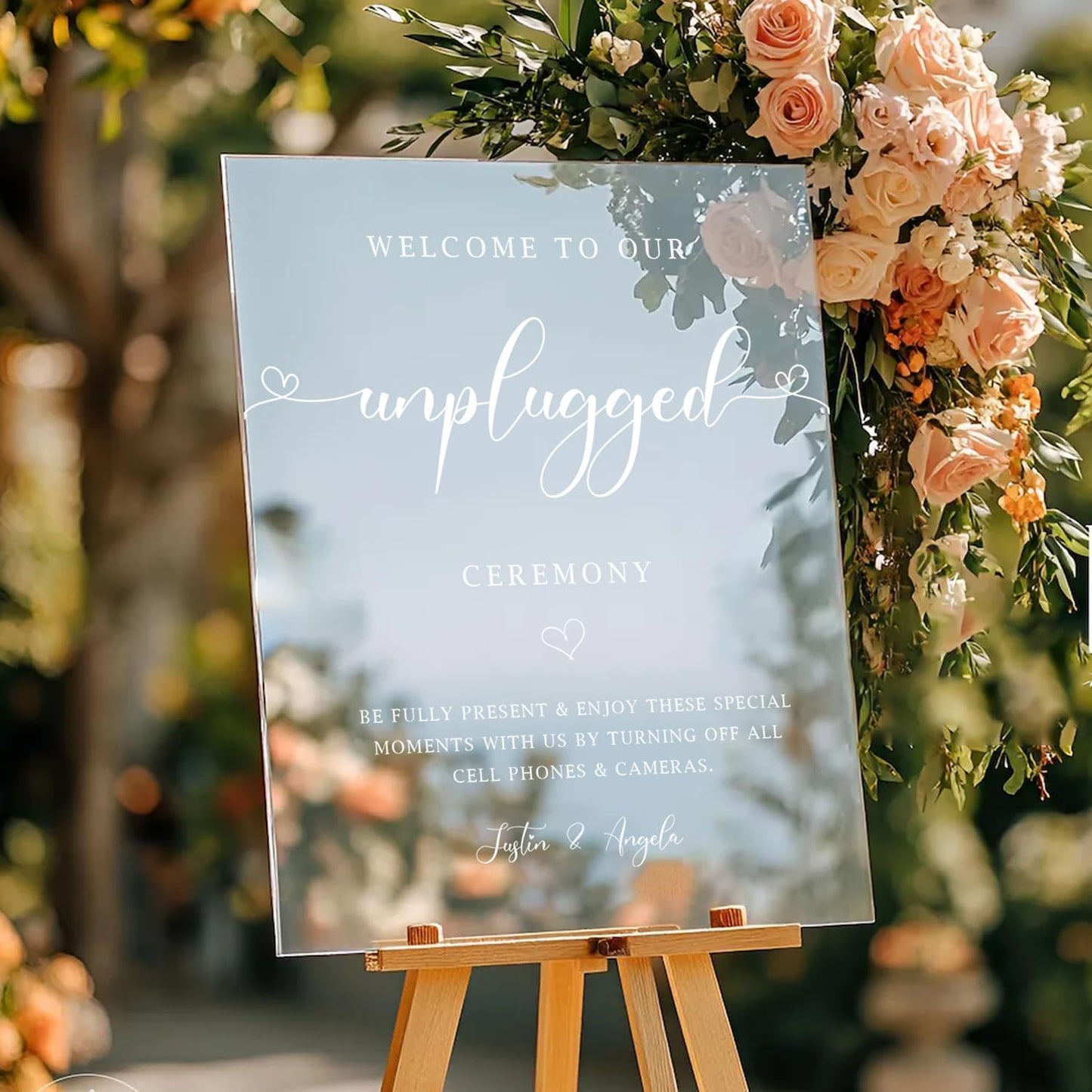 Minimalist Unplugged Wedding Ceremony Sign – Simple Elegant Yard Sign for Outdoor Events – Please Turn Off Cell Phones & Cameras