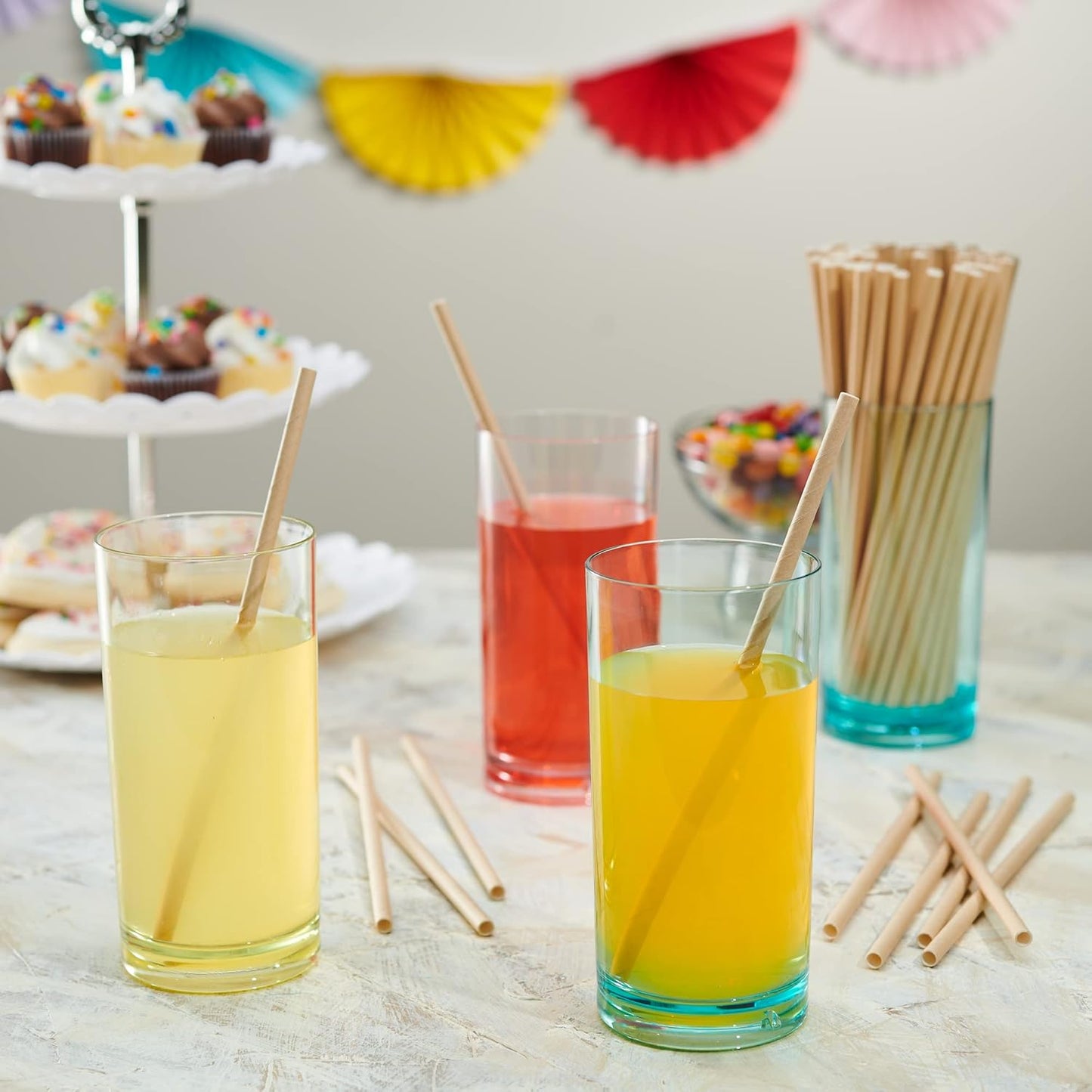 Comfy Package [200 Pack] Kraft Paper Straws, 100% Biodegradable & Ink-free, Straws for drinking and Crafts - Kraft