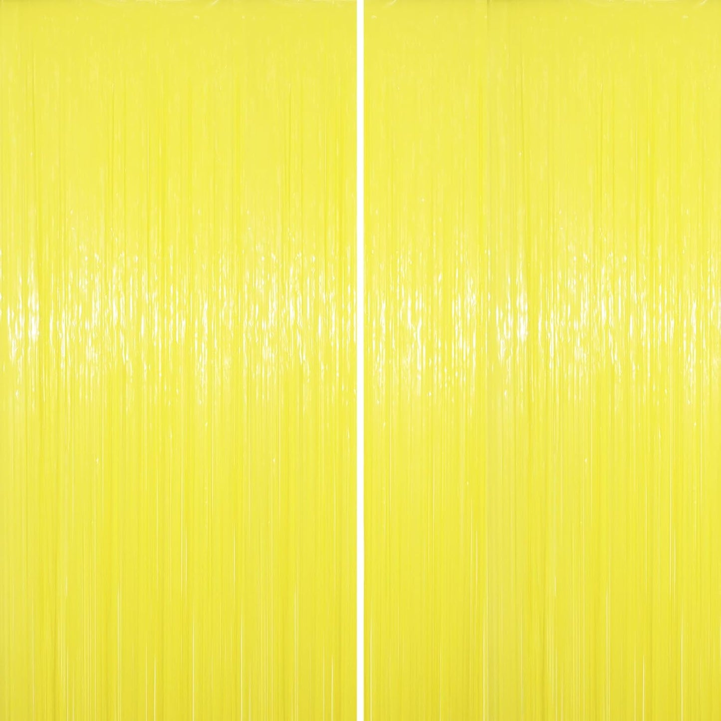 2 Pack Pastel Yellow Tinsel Foil Fringe Curtains, Yellow Party Decorations, Metallic Tinsel Party Streamers Backdrop for Birthday Baby Shower Graduation Gender Reveal Party Decorations