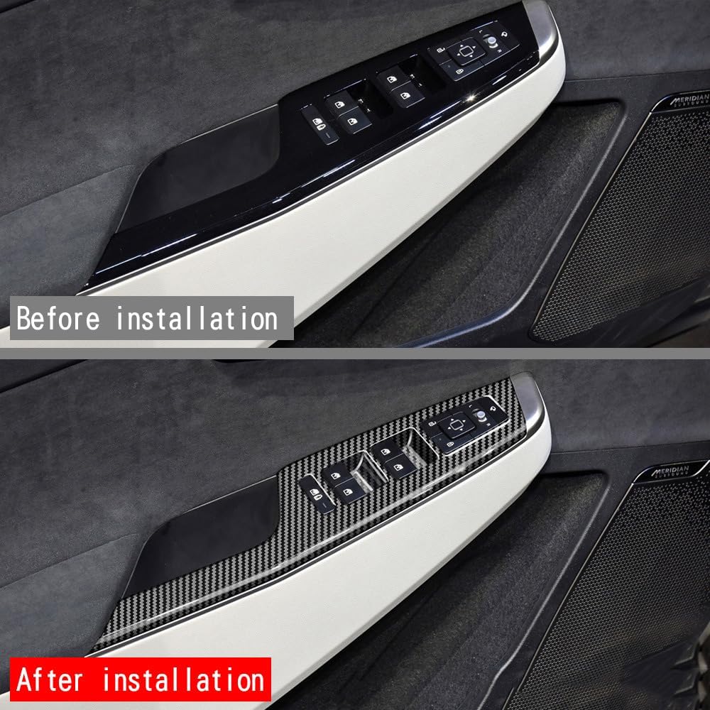 4pcs Carbon Fiber Style Front Rear Doors Window Glass Lift Switch Panel Cover Decorative Sticker Protection Car Interior Accessories for 2021-2025 KIA EV6 KT16