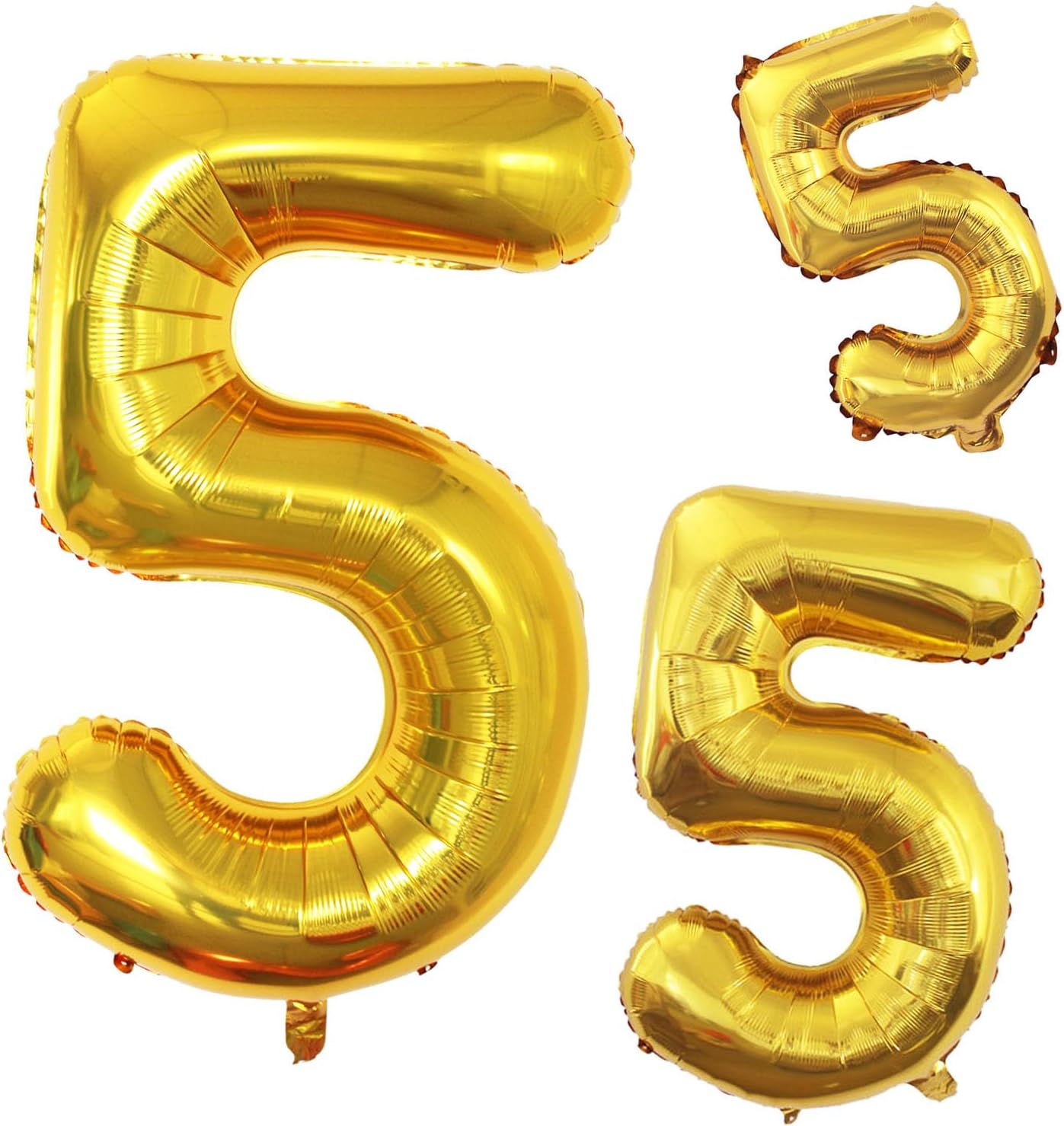GOER Gold Foil Balloons Number 5,Huge Number Balloons for 5th 55th Birthday Party Supplies Anniversary Decorations (3 pcs,42 inch,32 inch,16inch)