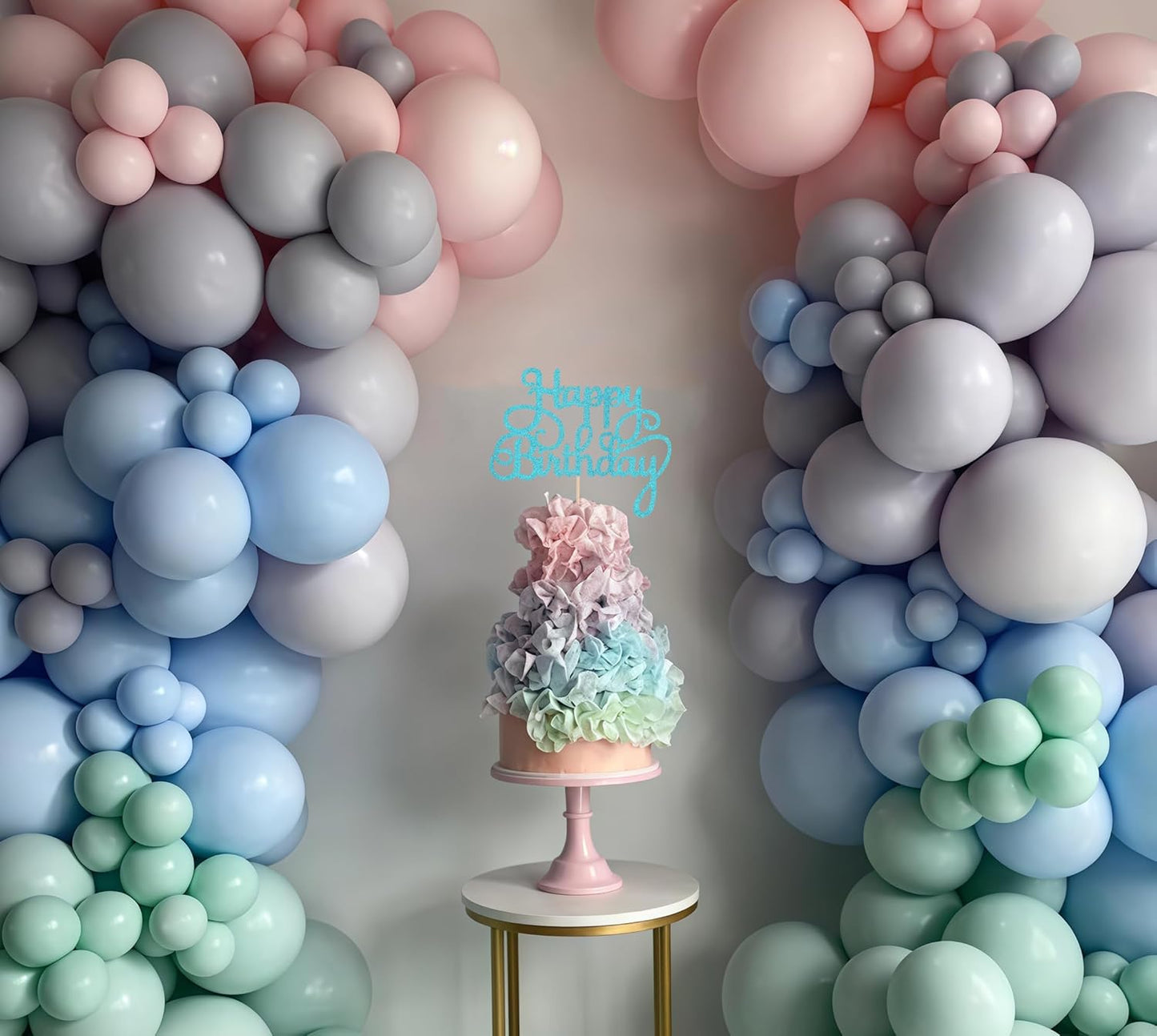 Happy Birthday Cake Topper - Sky Blue Glitter Birthday Party Cake Decoration Supplies - Happy Birthday Cake Decor, for Anniversary/Birthday Party Supplies Photo Booth Props