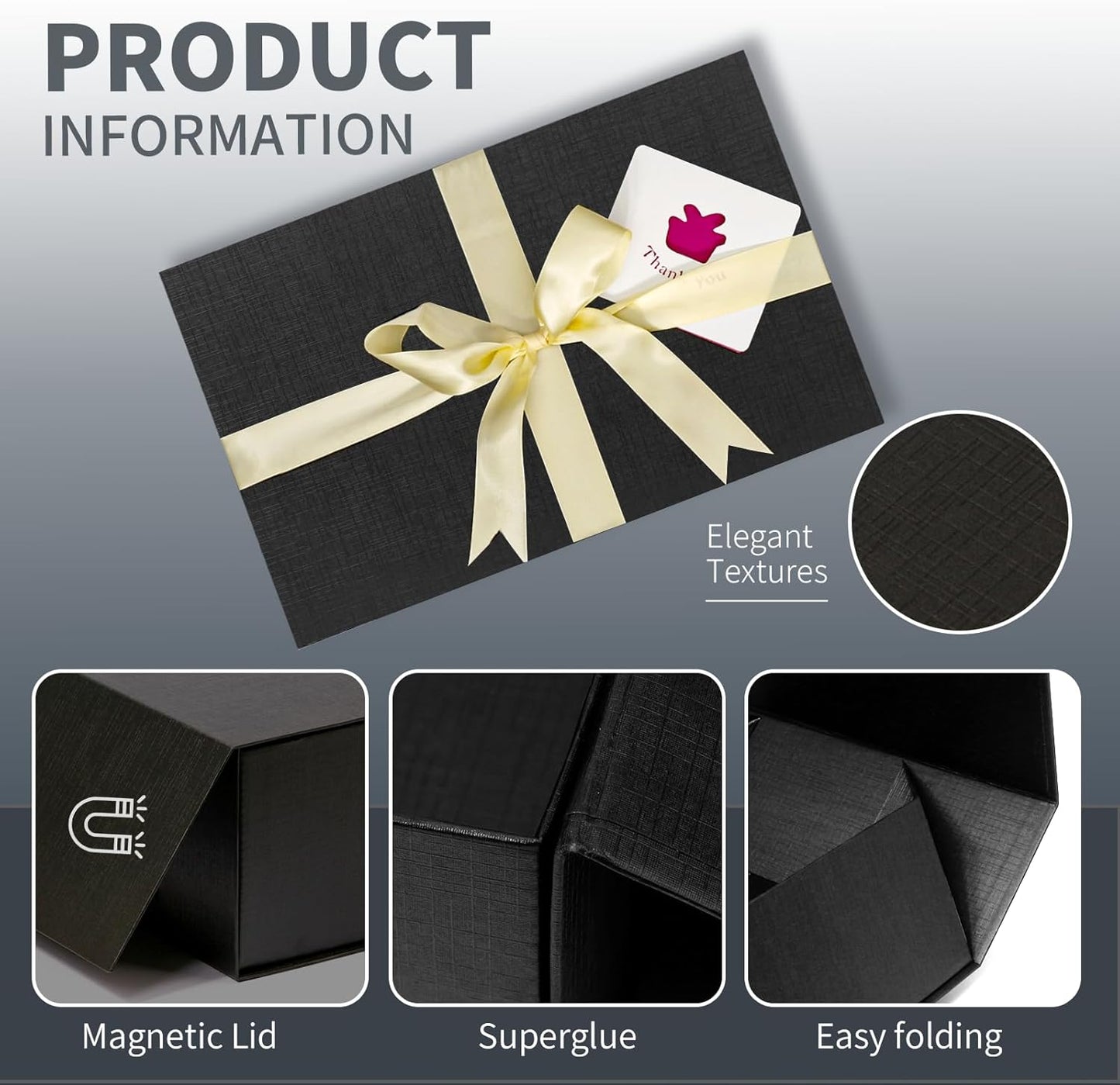 Large Black Gift Box,13.75"x9"x4.5", Gift Boxes with Magnetic Lids for Presents Closure Gift Packing for Birthday,Christmas, Halloween,Wedding,Bridal Gifts,Mother's Day Gift Packging