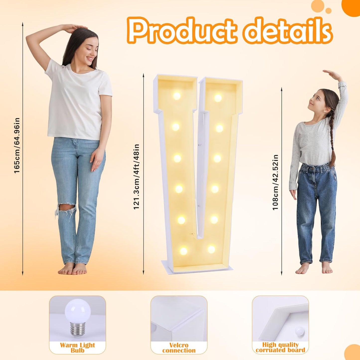 4ft Marquee for Letters V, Large Light up Letters, Multifunctional Large Marquee for Letters 4 Feet Tall for Party Decorations, Letter Balloons, Wedding Decor, Proposal Decorations (Letters V)