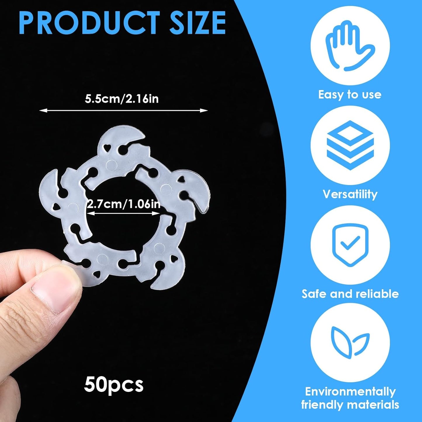 50PCS Balloon Arch Clips, White Balloon Clips Holders Bracket Buckle for Decorating Connector, Weddings, Parties (Diameter 2.2 Inch)