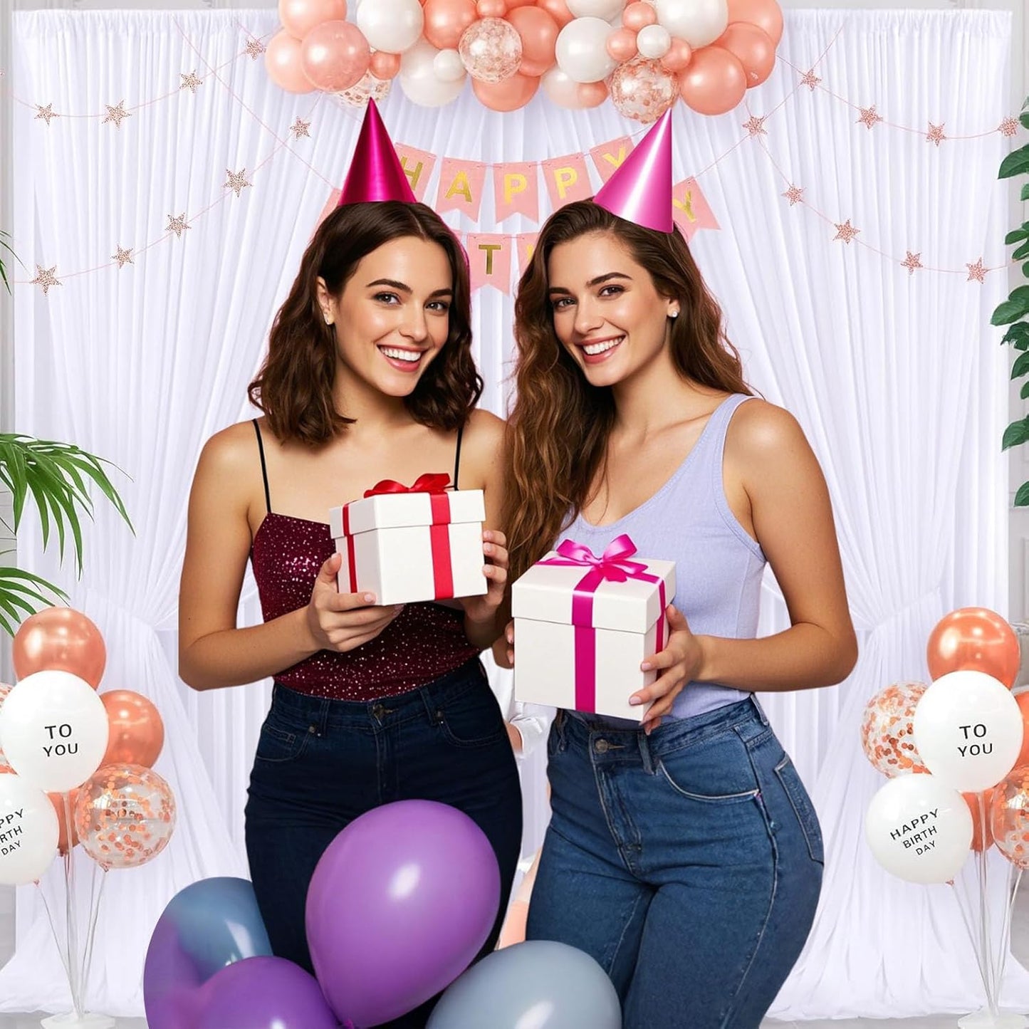 10ft x 10ft White Backdrop Curtains for Parties, Fabric Satin Background Curtain with Rod Pockets for Weddings, Birthday, Baby Shower, Photography, Graduation Party Backdrop Drapes, 2 Panels