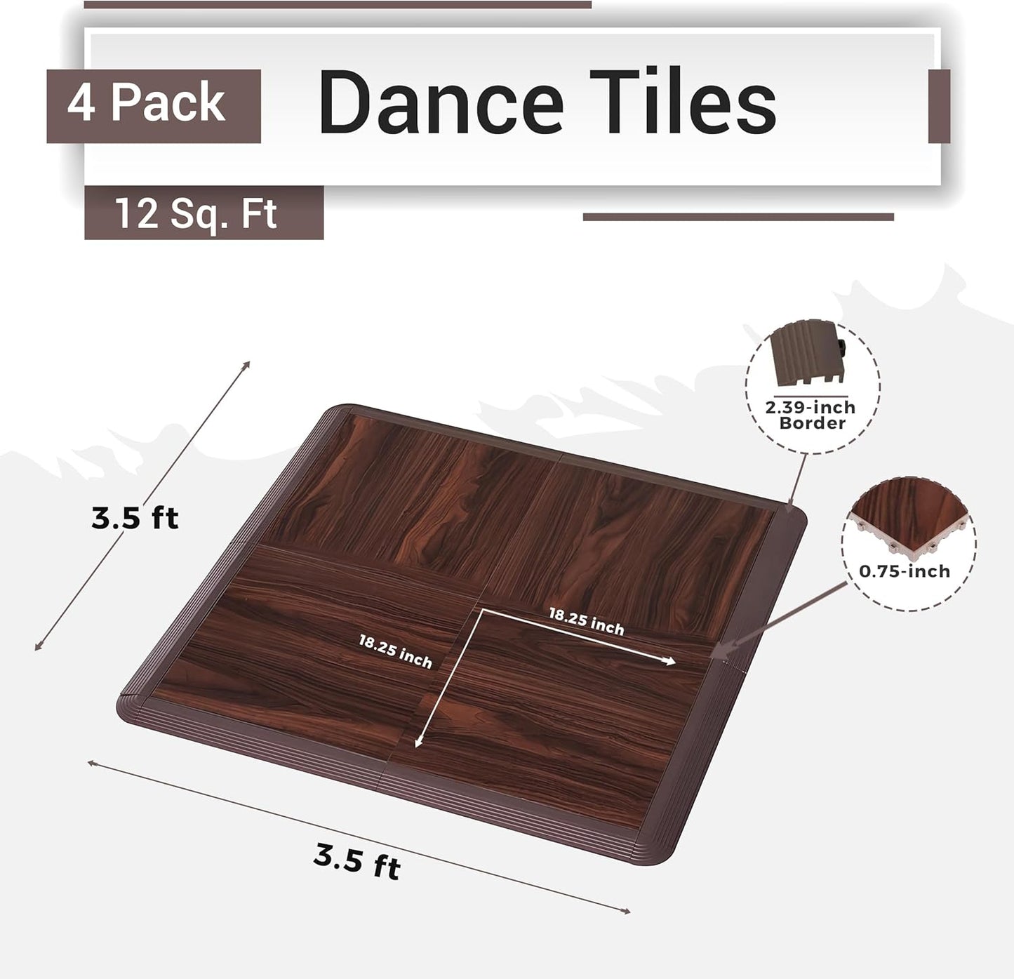 Dance Floor Tiles, Interlocking Dance Floor Tiles for Ballet, Tap, Jazz, and Irish Dance | Portable Dance Floor Tiles for Indoor Dance Flooring