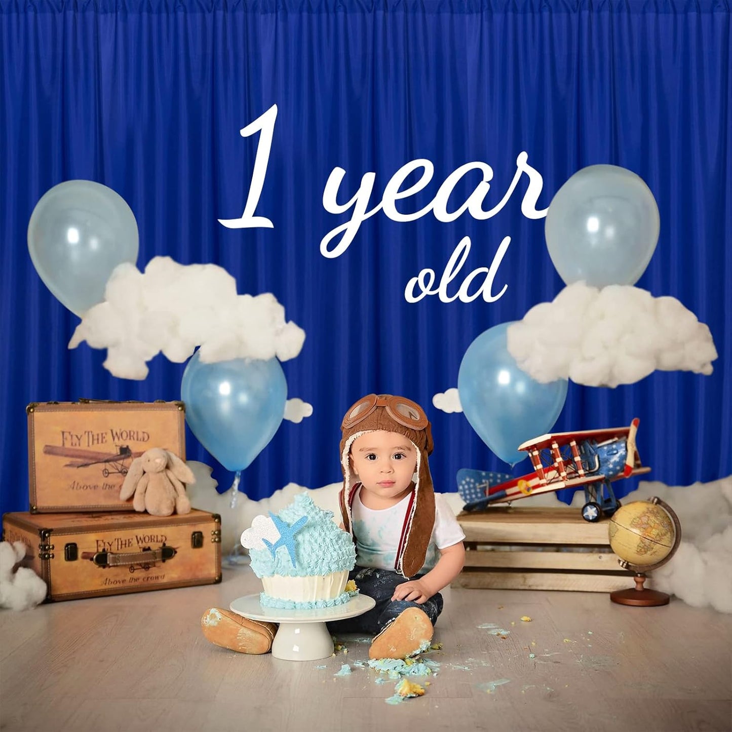 10ft x 8ft Royal Blue Backdrop Curtains for Party Stage Wedding Ceremony Light Filtering Curtains Photography Backdrop for Baby Showers Rod Pocket Home Sliding Door Decoration, 5ft x 8ft, 2 Panels