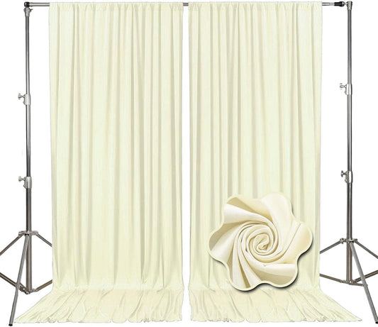 10ft x 10ft Ivory White Backdrop Curtains for Parties, Fabric Satin Background Curtain with Rod Pockets for Weddings, Birthday, Baby Shower, Photography, Graduation Party Backdrop Drapes, 2 Panels