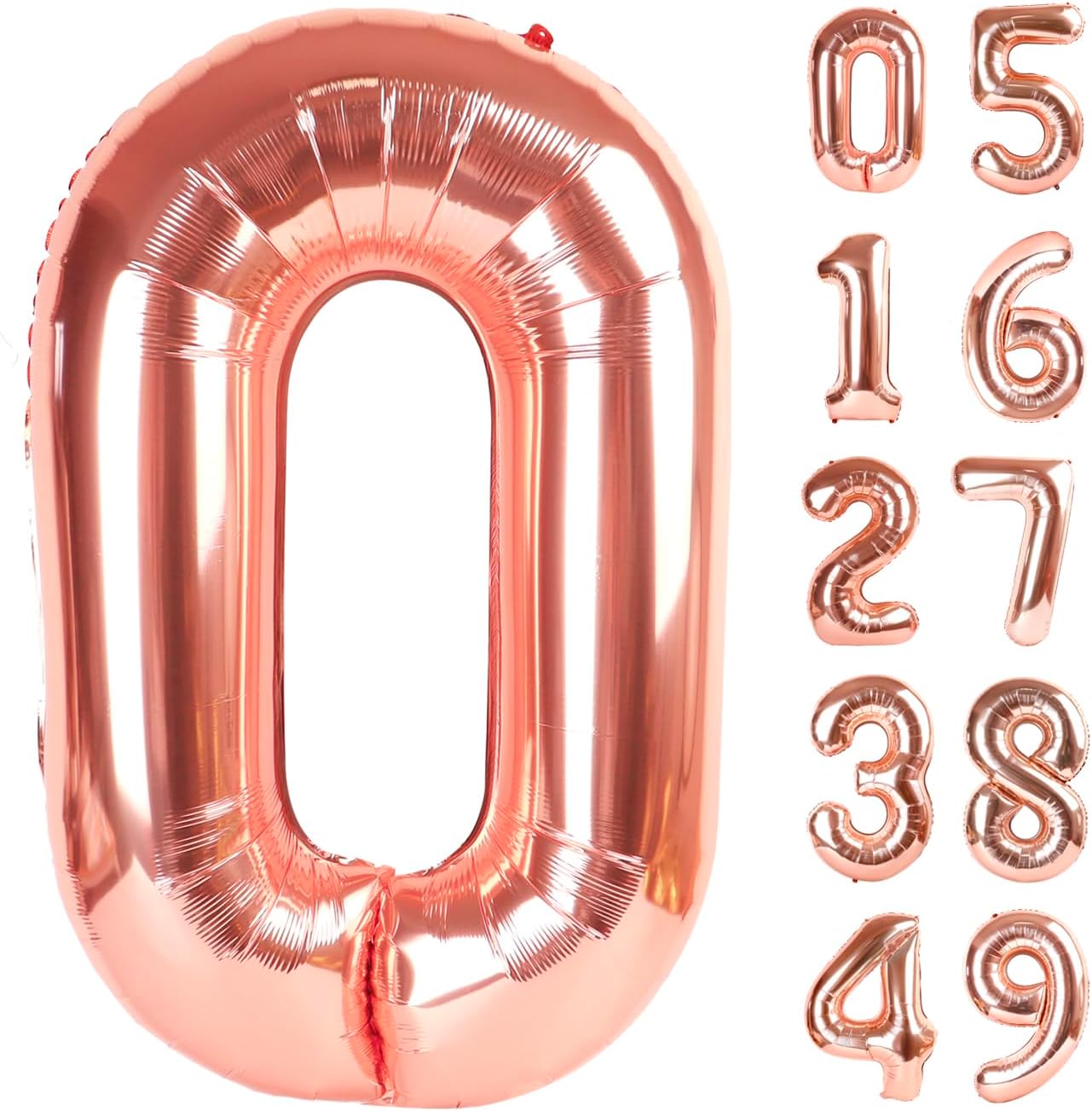 Rose Gold Helium Number Balloon 40 Inch, Giant Foil Rose Gold Number 0 Birthday Balloons, Large Numbers 10 20 30 40 50 60 70 80 90 100 2025, Party Celebration Supplies Decorations