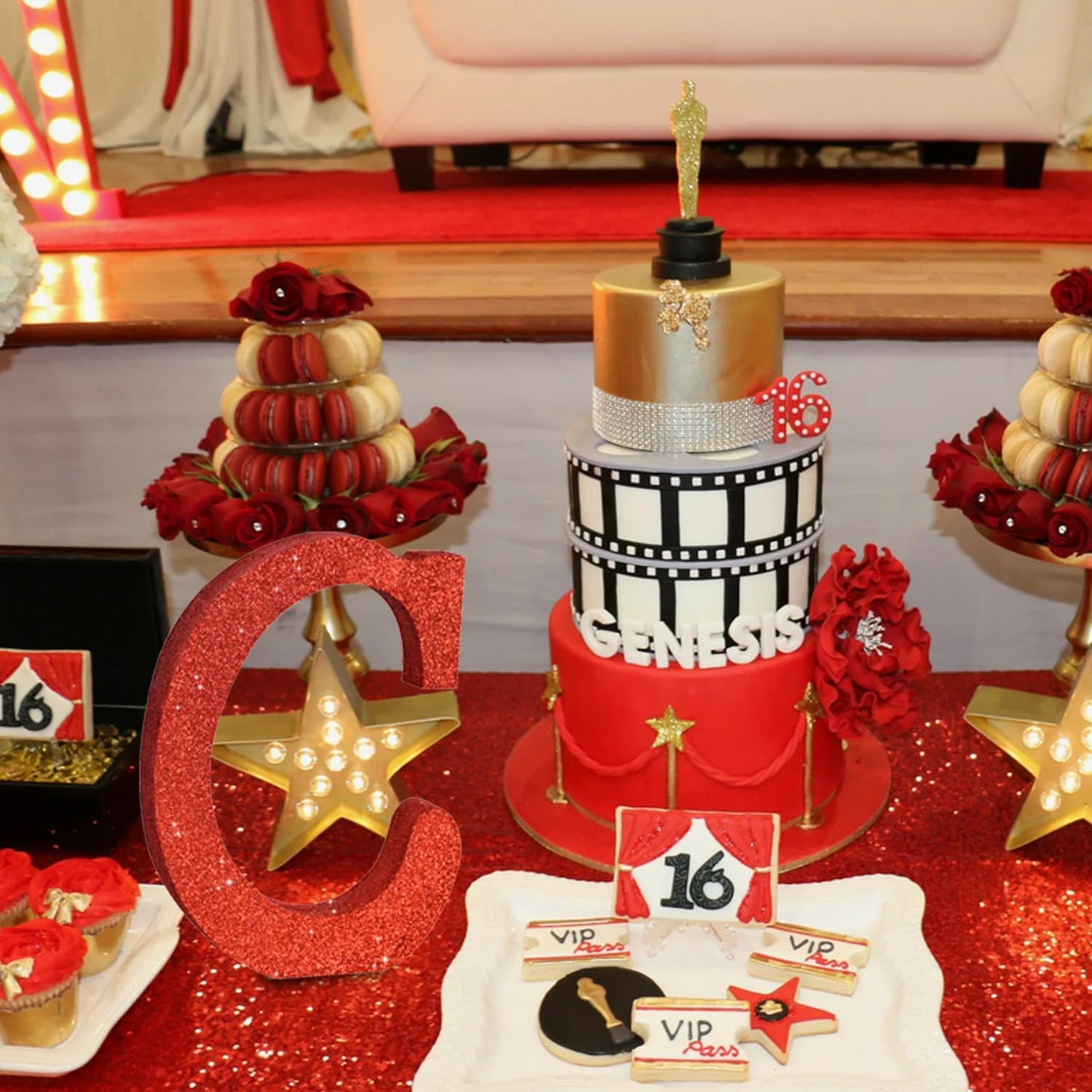 TONIFUL 8 Inch Red Glitter Letter C Table Centerpiece A-Z Red Birthday Party Decorations,Red Alphabet C for Birthday,Chrismas,Graduation,Bridal Shower,Wedding,Anniversary Party Supplies