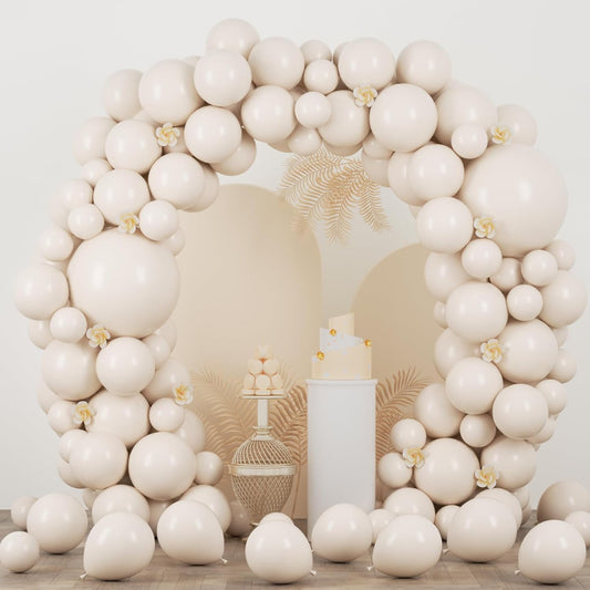 90pack White Sand Balloons Different Size 18/12/10/5 Inch Sand White Balloon Garland Arch Kit for Wedding, Bridal, Baby Shower, Birthday, Graduation, Anniversary, Bachelorette Decorations