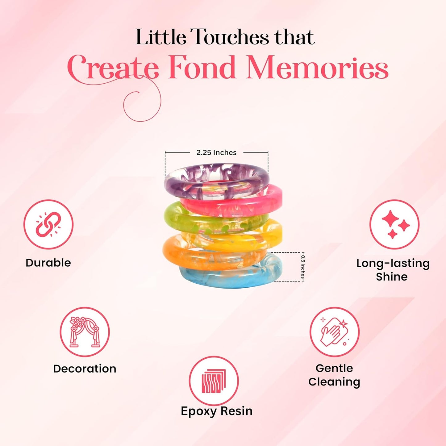 Napkin Rings Set of 12 - Epoxy Resin Napkin Holder Cuffs for Dinner Table Décor - Farmhouse Modern Serviette Rings for Weddings, Parties, Receptions, Banquets, Daily Use (Pastel) - CLEENTABLE