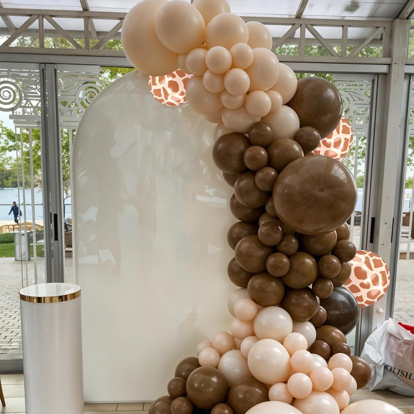 Safari Balloons, 60pcs Jungle Balloons, Brown Gold White Balloon Giraffe Print Balloon For Birthday Baby Shower Safari Jungle Forest Animal Theme Party Wedding Bachelorette Engagement Decorations