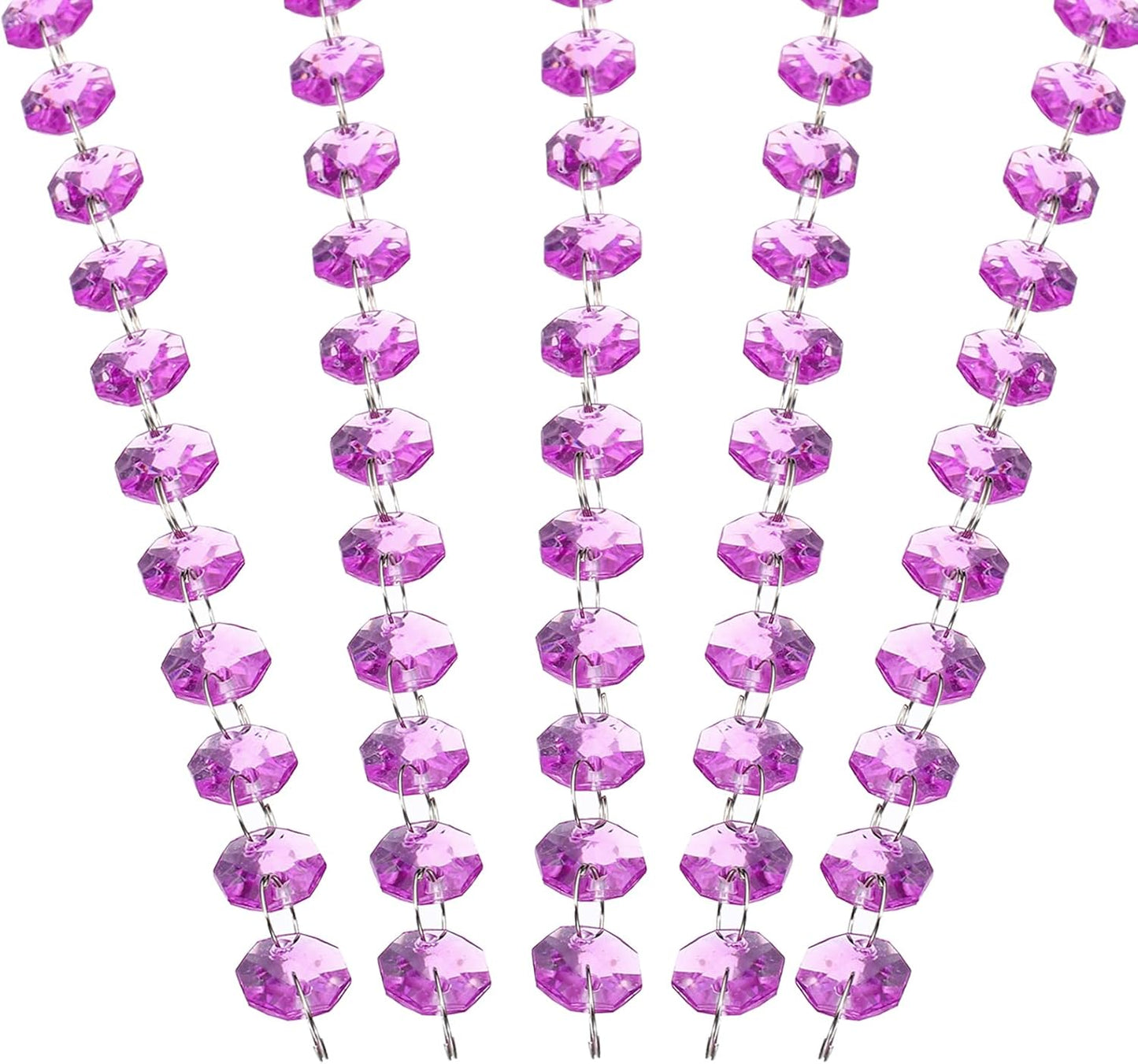 PATIKIL 14 mm Crystal Garland Strands, 32.8 Ft Acrylic Octagon Chandelier Bead Chains String for DIY Craft Wedding Party Home Decorative Jewelry Making, Purple