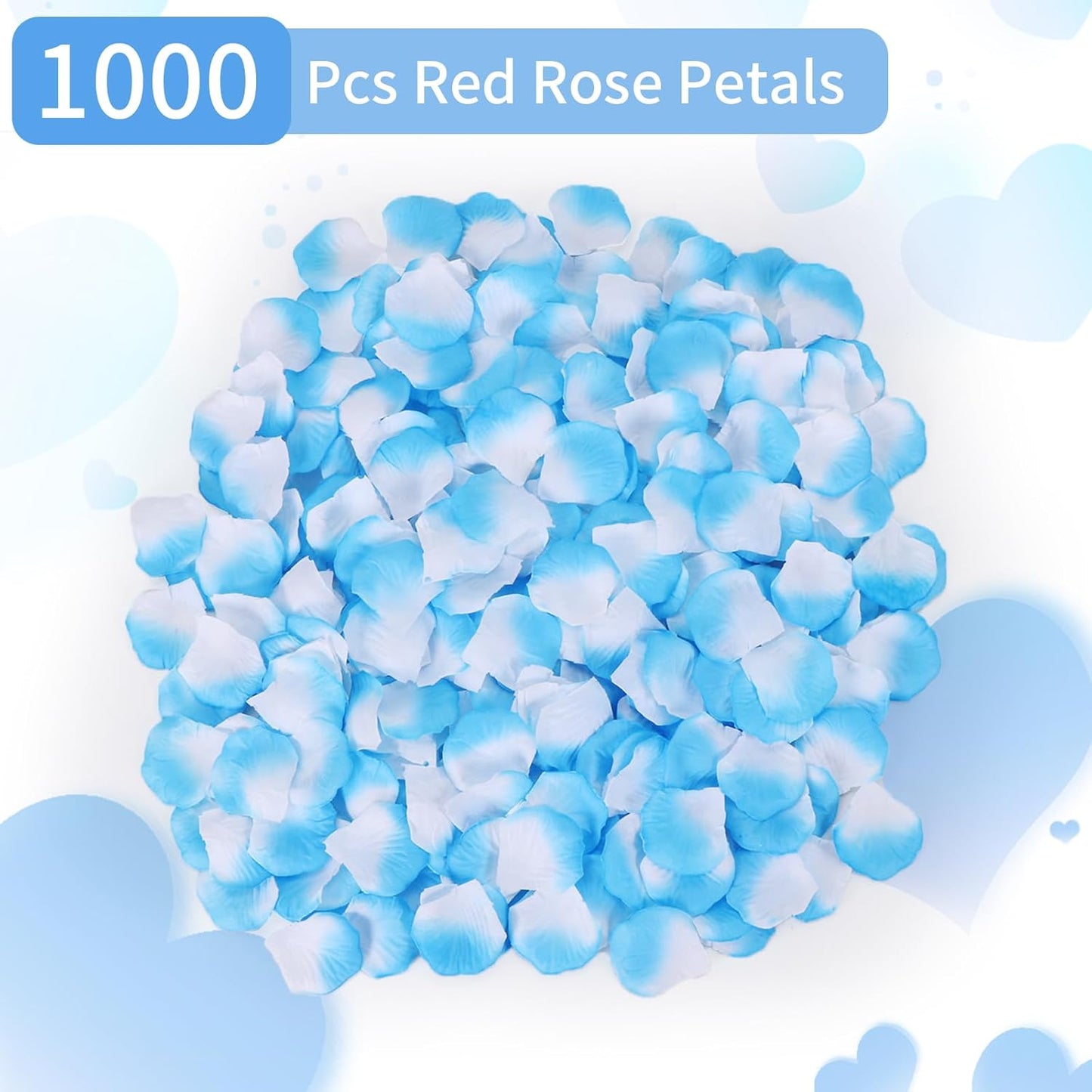 1000 Pcs Artificial Fake Rose Petals,Flower Petals for Romantic Night, Engagement, Party, Wedding, Event Flower Decorations, in Bulk(Light Blue and White)