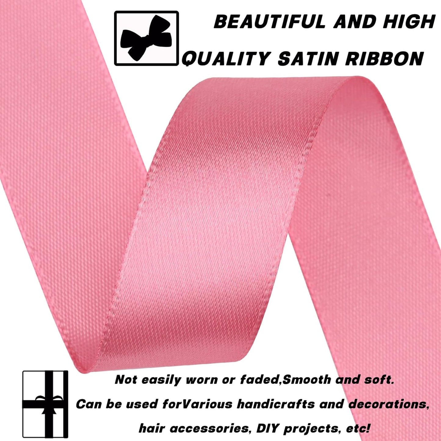 Rose Gold Polyester Satin Craft Ribbon - 7/8 Inch, 60 Yards - Single Face - For Handmade Roses, Gift Wrapping, Timeless Flower, Bouquets, Wedding and Party Decoration