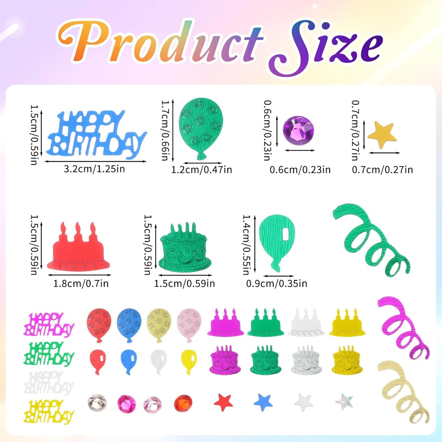 1500 Pcs Happy Birthday Glitter Confetti, Rainbow Foil Confetti Ready Decorations, Party Table Multicolor Cake Glitter Balloons For Birthday Party, Baby Shower Crafting
