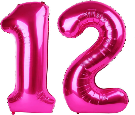 40 Inch Hot Pink 12 Number Balloon