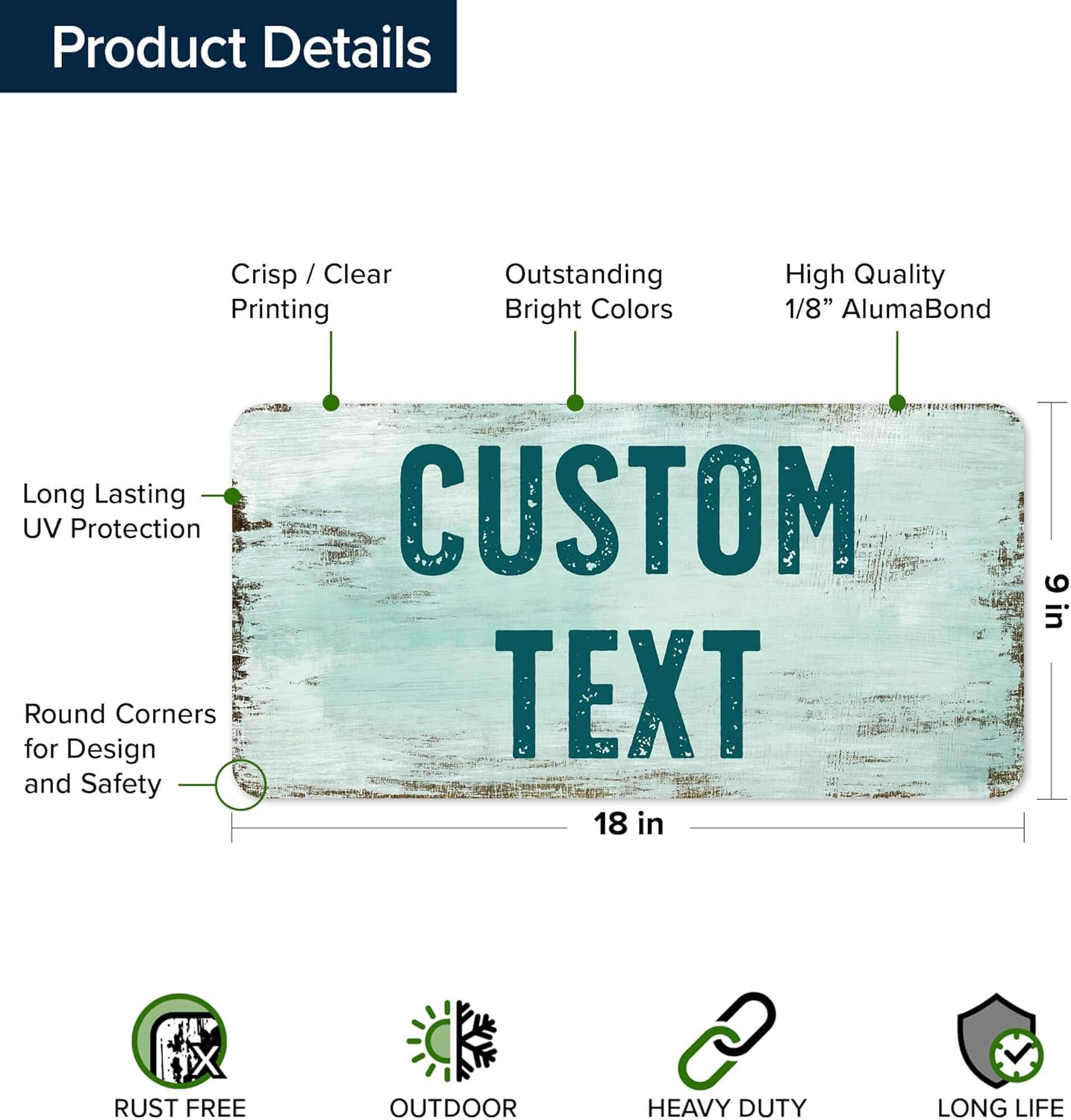 Custom Sign, Custom Street Sign, 11 Font Colors, 13 Font Styles, 4 Hole Options, 22 Sizes, 9x18 Inches, Rust Free DiBound, Fade Resistant, Made in USA by My Sign Center (Shabby Chic)