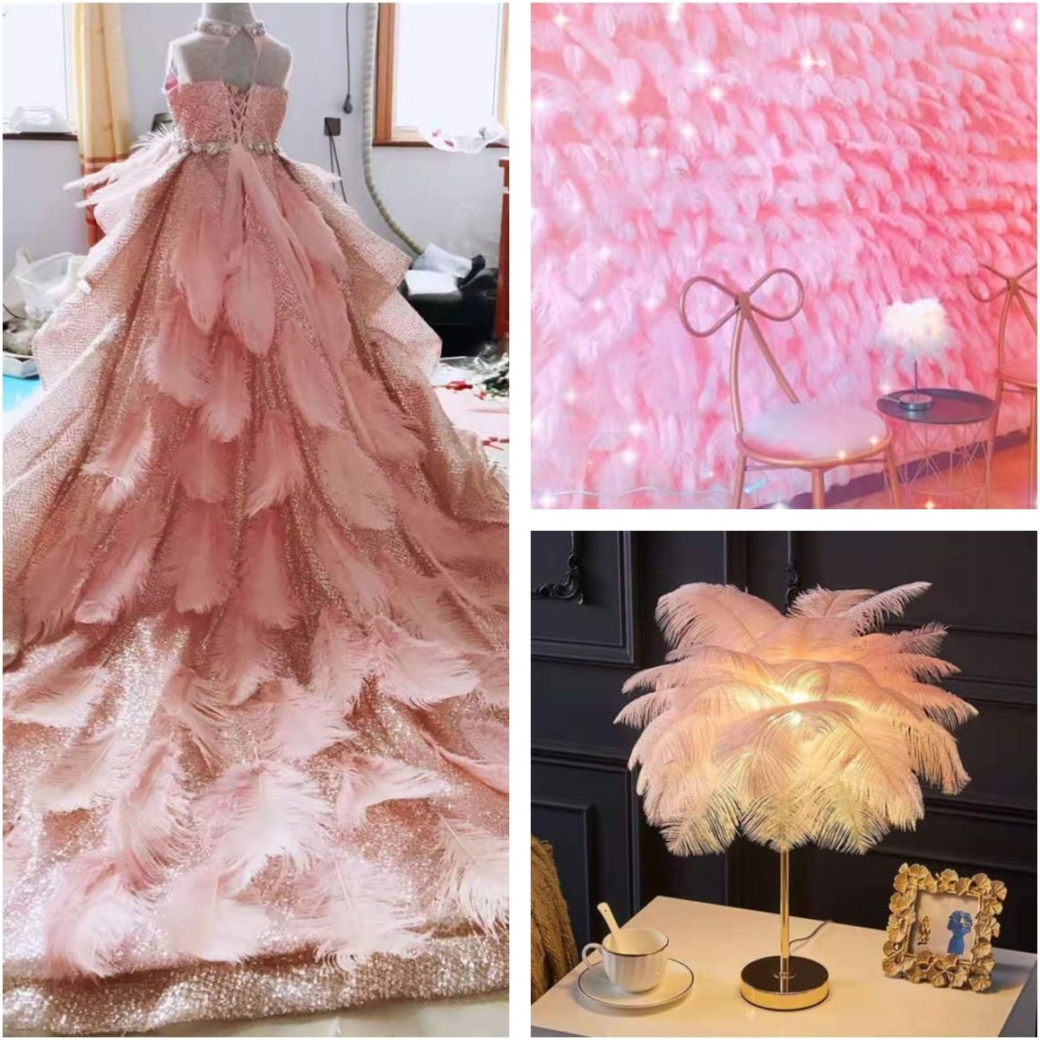 Ballinger Light Pink Ostrich Feathers - 24Pcs 12-14inch Large Feathers for Crafts,Party Centerpieces,Wedding and Home Decor