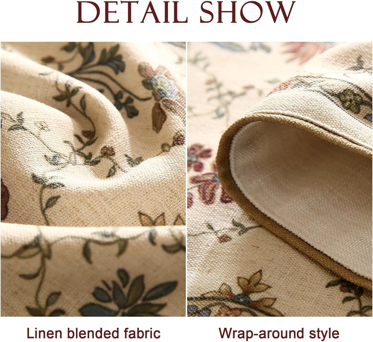 patdrea Designer Vintage Floral Linen Table Runner 102 Inch Long,Beige Cottage Rustic Bouquets Pattern Table Mat,Decor for Kitchen Dining Table Coffee Table Cabinet Banquet Christmas ,12"*102"