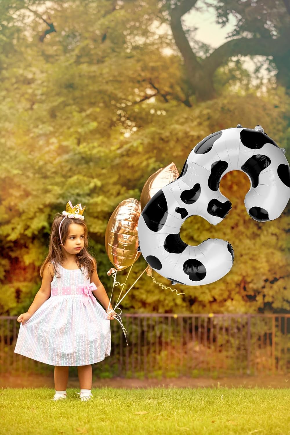 Cow Print Number Balloon Birthday Decorations, 40 inch Number balloon 0-9(Zero-Nine), Cow Balloon for Farm Birthday Party Supplies, Cow Themed birthday party Decorations (Number 3)
