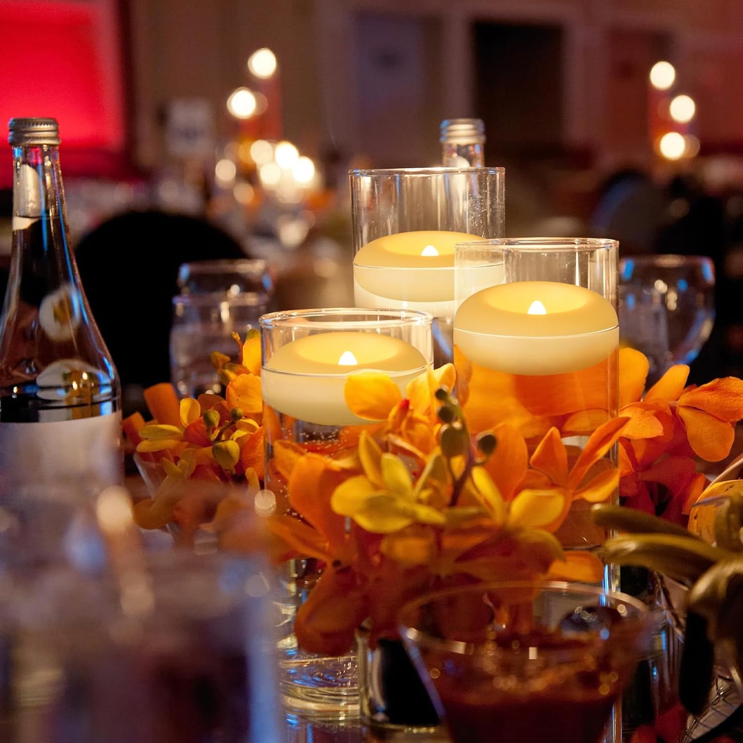 Aignis 12pcs Flameless LED Floating Candles Battery Operated, 120+ Hours Glow Time, 3 Inch Ivory Plastic Tealights, Cozy Warm Yellow Light for Romantic Pool/Bathtub/Hot Bath/Wedding Centerpiece Decor