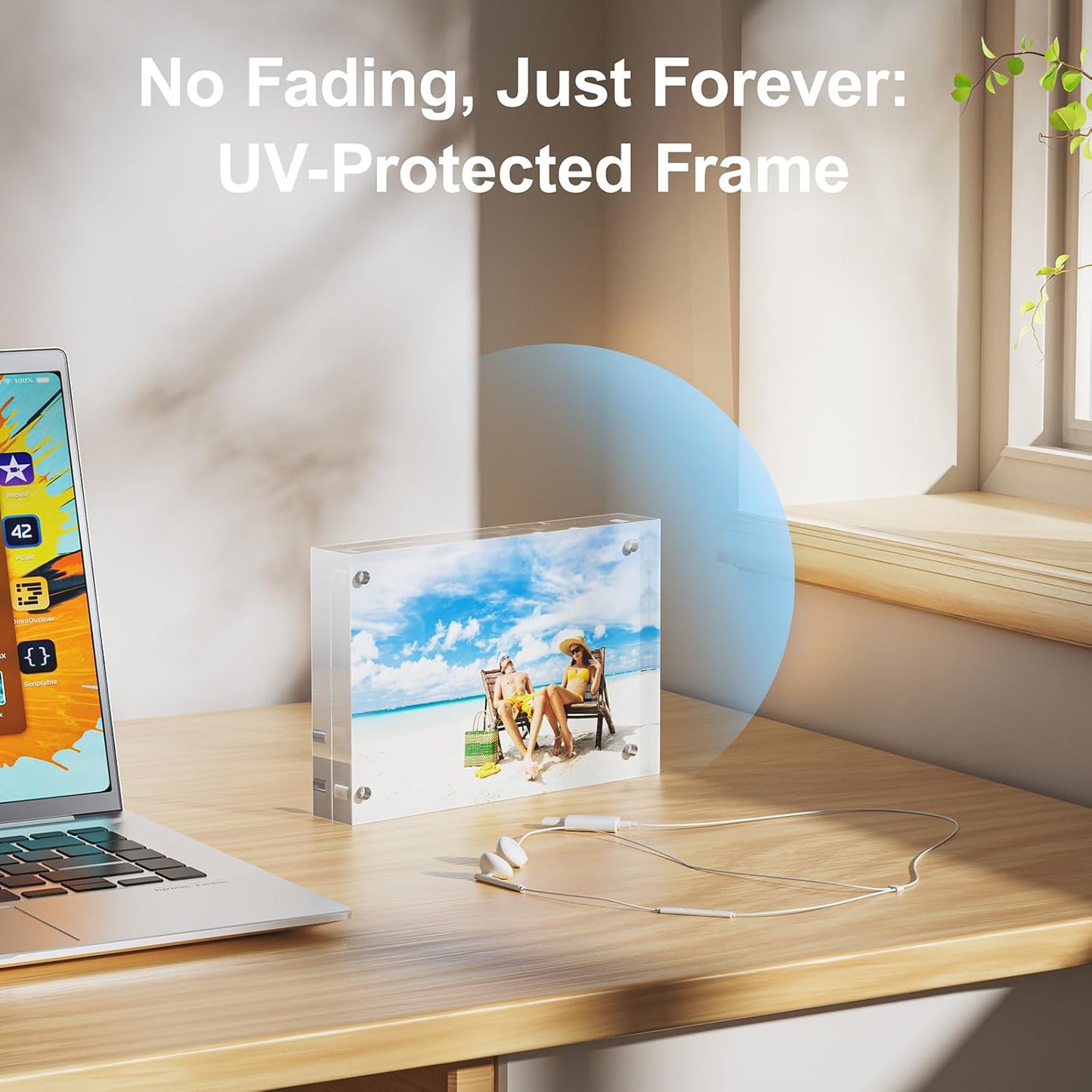 3 Pack 4x4 Acrylic Picture Frames - 20% Thicker Double Sided Magnetic Frame with UV Protection - Freestanding Clear Frameless Display for Tabletops - Modern Photo Frame Set for Home & Office Decor