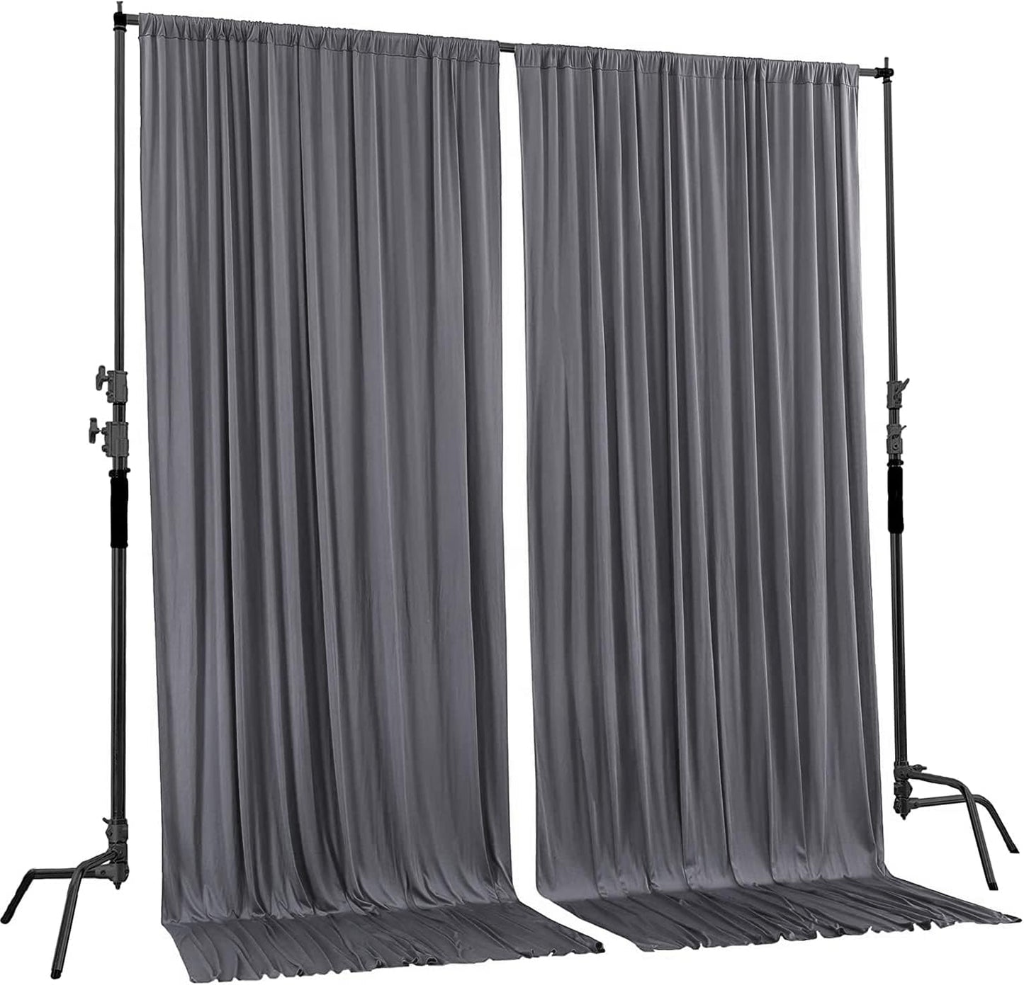 AK TRADING CO. 10 feet x 8 feet IFR Polyester Backdrop Drapes Curtains Panels with Rod Pockets - Wedding Ceremony Party Home Window Decorations - Charcoal