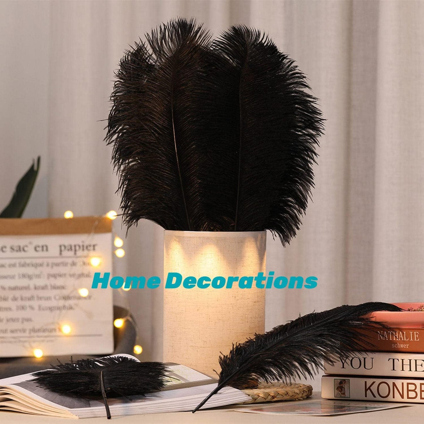 YAKRUNA 30 Pieces 12-14 Inches Black Ostrich Feathers Bulk for Centerpieces, Large Natural Plumes for Vase Home Decorations & Birthday Wedding Great Gatsby Party (30-35cm, Black)