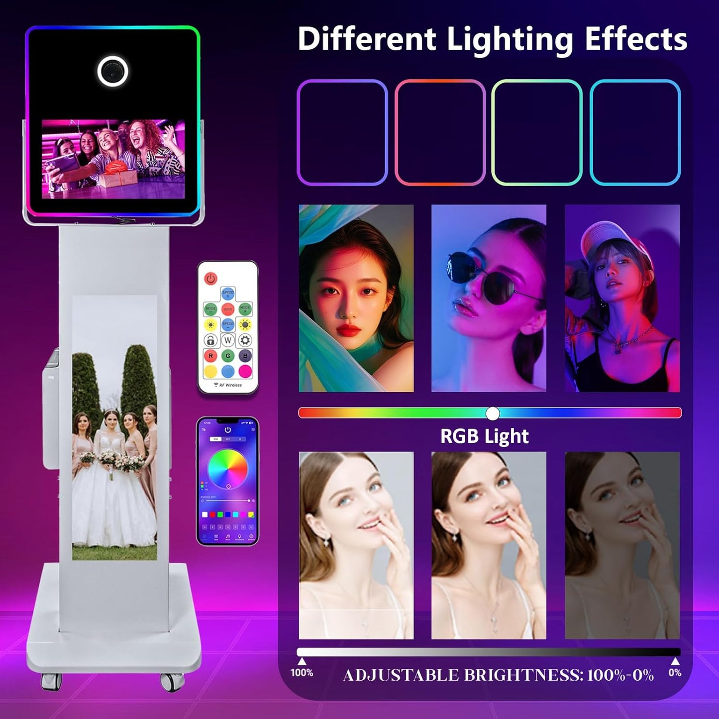 Portable Photo Booth with 15.6''and 29''LCD Touch Screen Selfie Photobooth Machine for Events Wedding Party Rental Christmas Flight Case (Machine+Camera+Mini Printer)