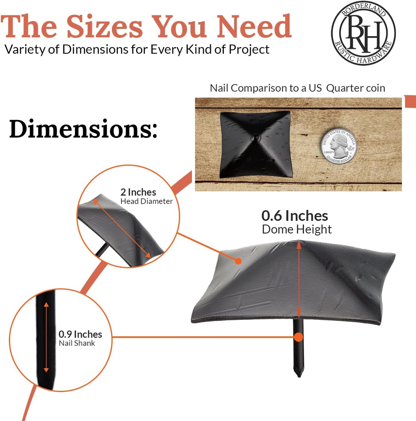 25 Pack 2" Square Head Iron Clavos Decorative Nails – Black – Handmade Rustic Square Fasteners for Farmhouse Shutters, Faux Wood Beams, Barn Doors, Shutters, and Gates – Ornamental Wood Accent