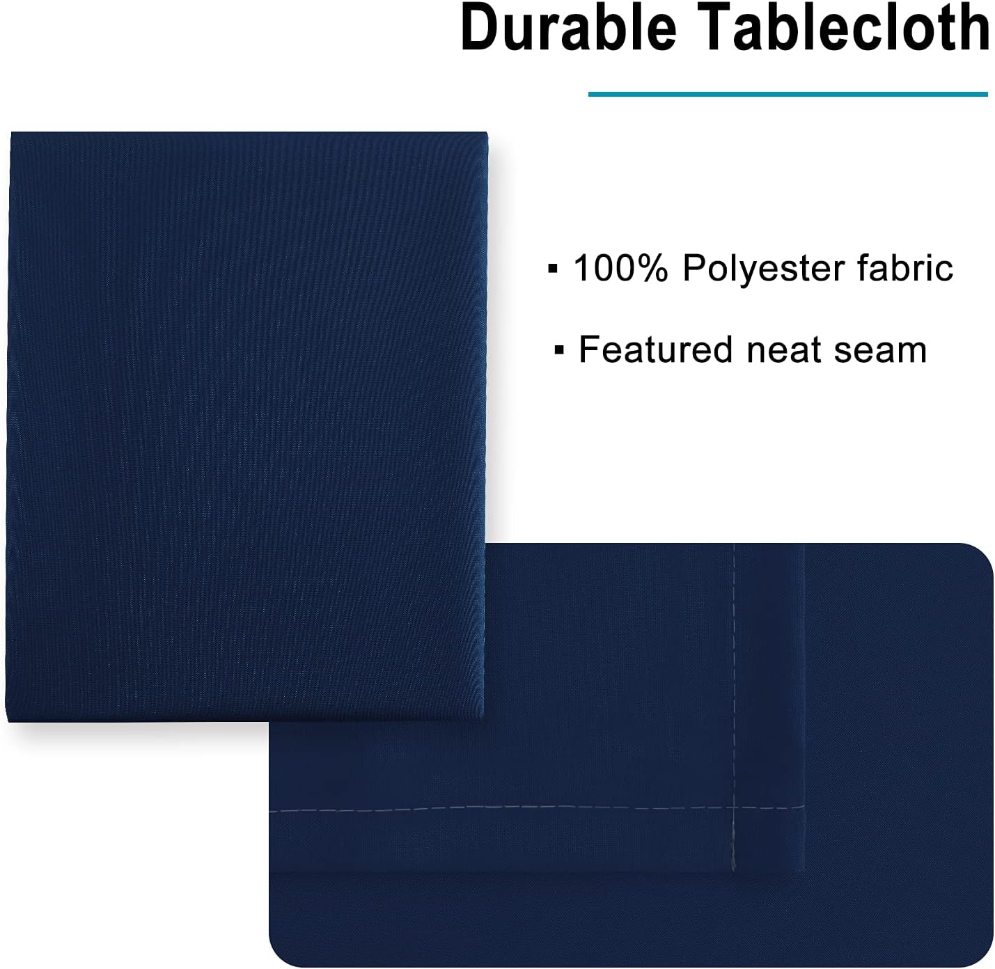 Hiasan Waterproof Tablecloth Rectangle - Washable Fabric Table Cloth for Dining Room Kitchen Birthday Party and Outdoor Use, Navy Blue, 30 x 60 Inch