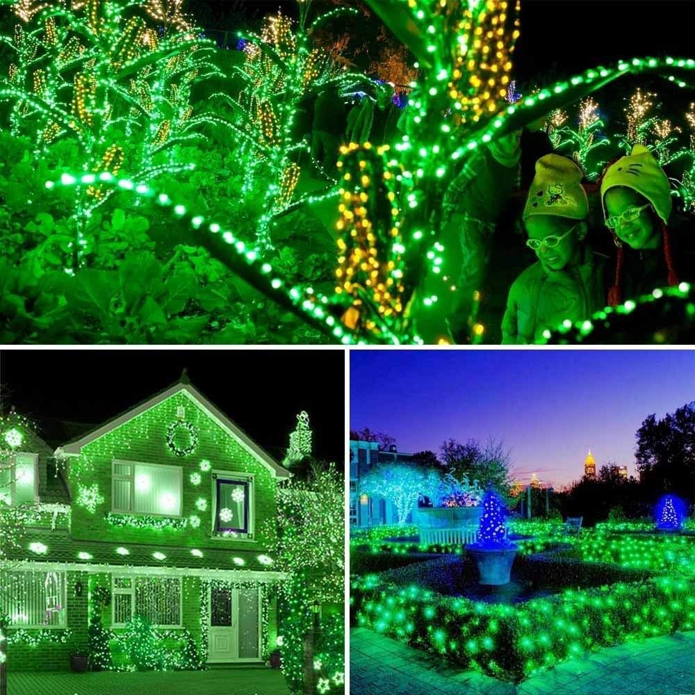 Toodour Solar Christmas Lights Outdoor, 2 Packs Total 144ft 400 LED Solar String Lights with 8 Mode, Outdoor Christmas String Light for Garden, Patio, Fence, Balcony, Xmas Tree Decor - Green
