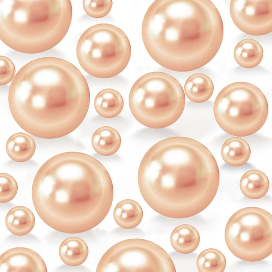120 PCS 8/14/20mm No Hole Polish Pearl Beads for Centerpiece, Champagne Beads Decorative Vase Fillers, Plastics Pearls for Vases, Table Scatters, Wedding Party Decor