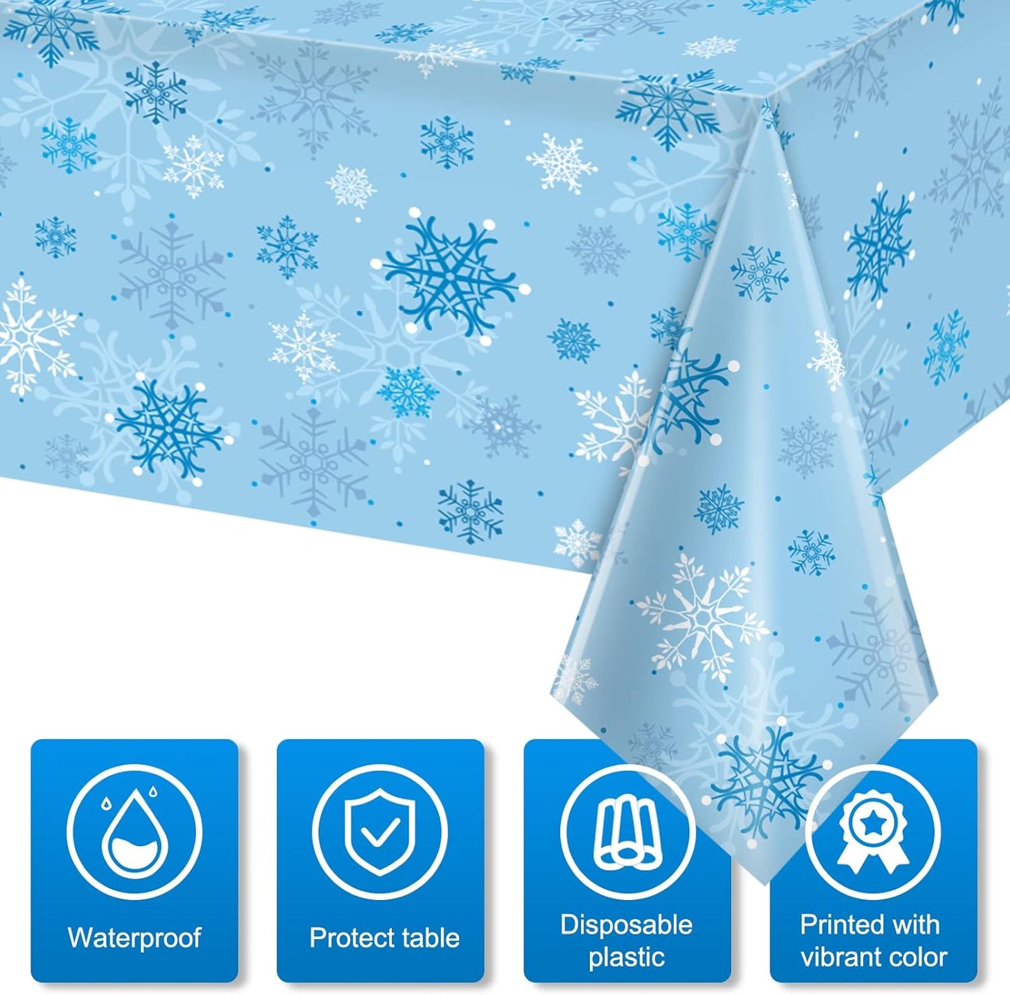 6 Pieces Christmas Snowflake Party Tablecloth Decorations,Plastic Ice Blue and White Winter Wonderland Table Cover for Winter Christmas Birthday Holiday Party Decorations and Supplies,54x108 inch…