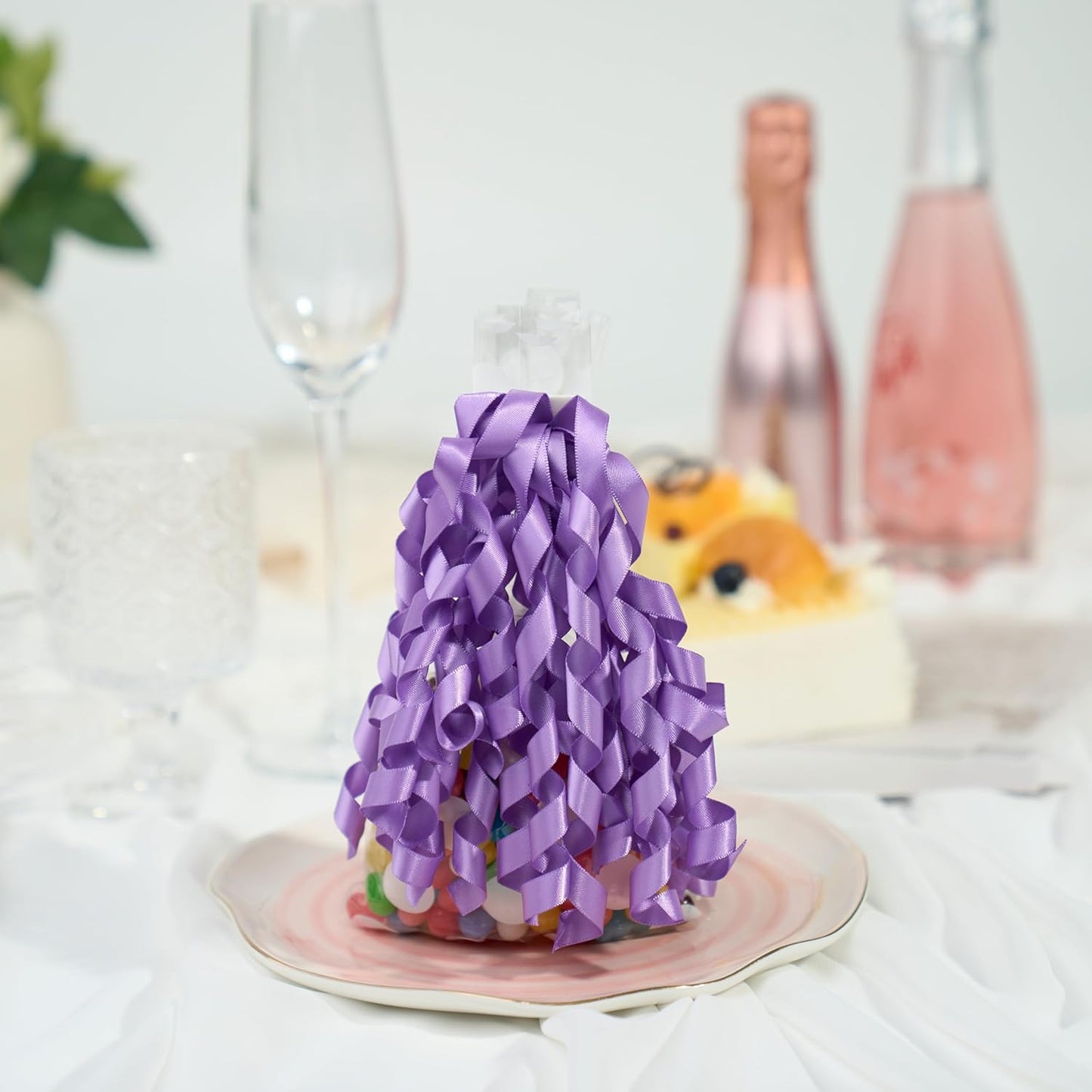 6 Inch Purple Curly Bows for Gift Wrapping Set of 6, Self Adhesive Bows Lilac Gift Bows for Presents, Satin Ribbon Bows for Birthday, Wedding, Christmas, Bridal Shower, Gift Wrap Accessory