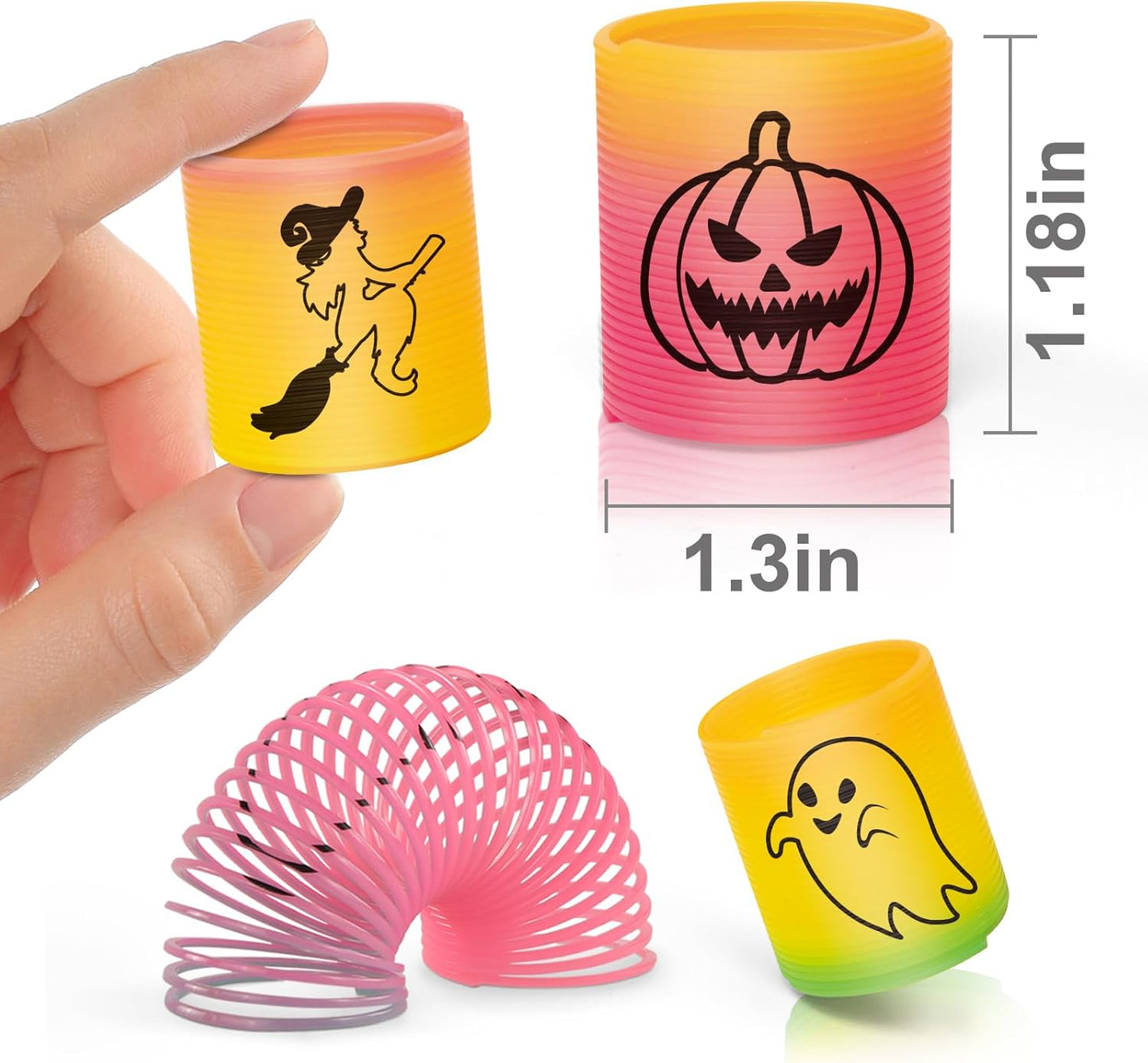 36 Packs Spring Rainbow Magic Fidget Stress Coil Mini Springs Bulk Toys Party Favor Birthday Carnival Prize Goodie Bag Stuffers For Kids Boys Girls (Halloween)