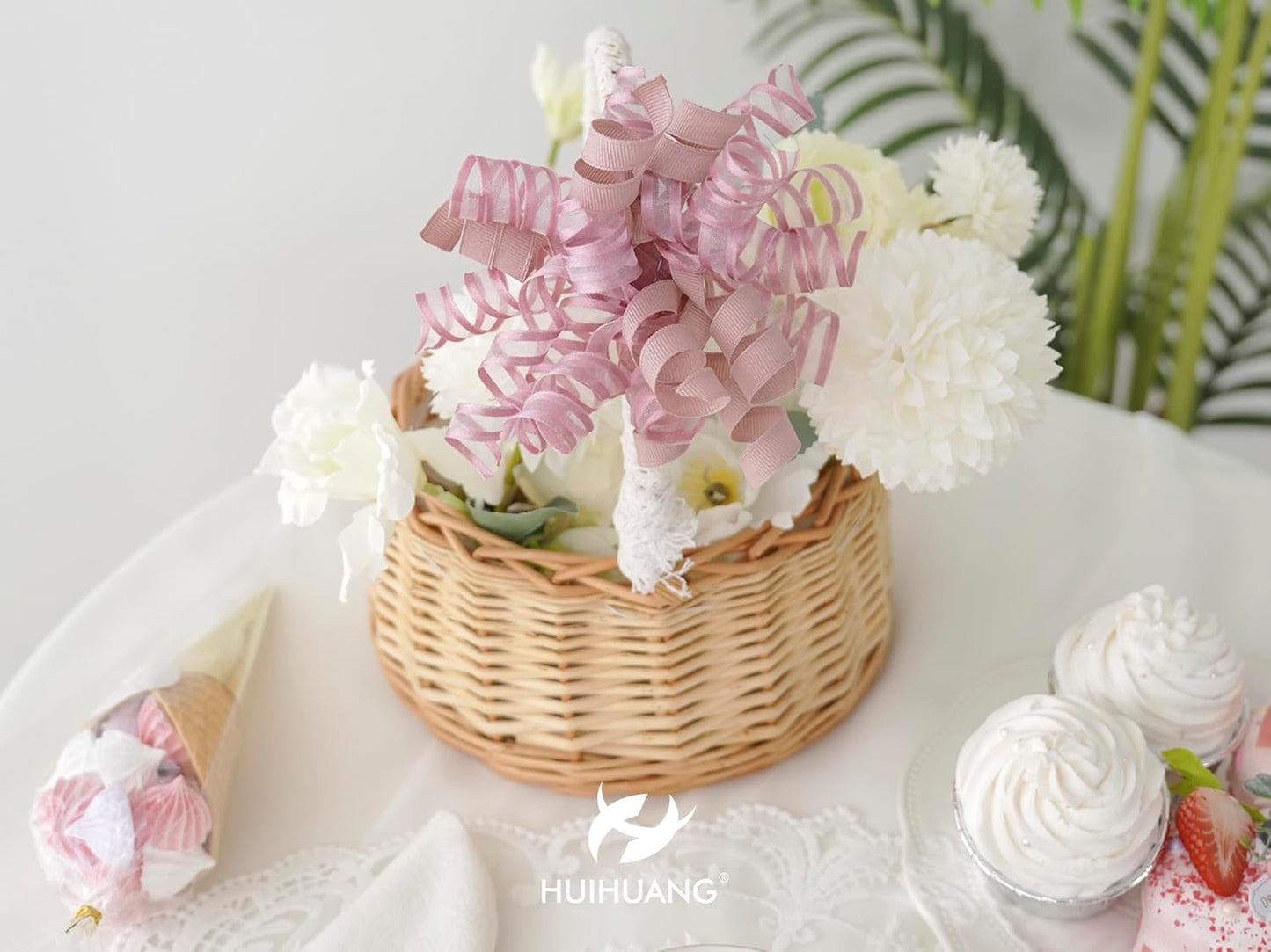 HUIHUANG Self-Adhesive Curly Bows Gift Wrap Accessory Dusty Rose Gift Bow 5 inch x 8 Counts Dusty Pink Ribbon Bows for Presents, Paper Bag, Party Favors, Bridal Shower Wedding Decoration