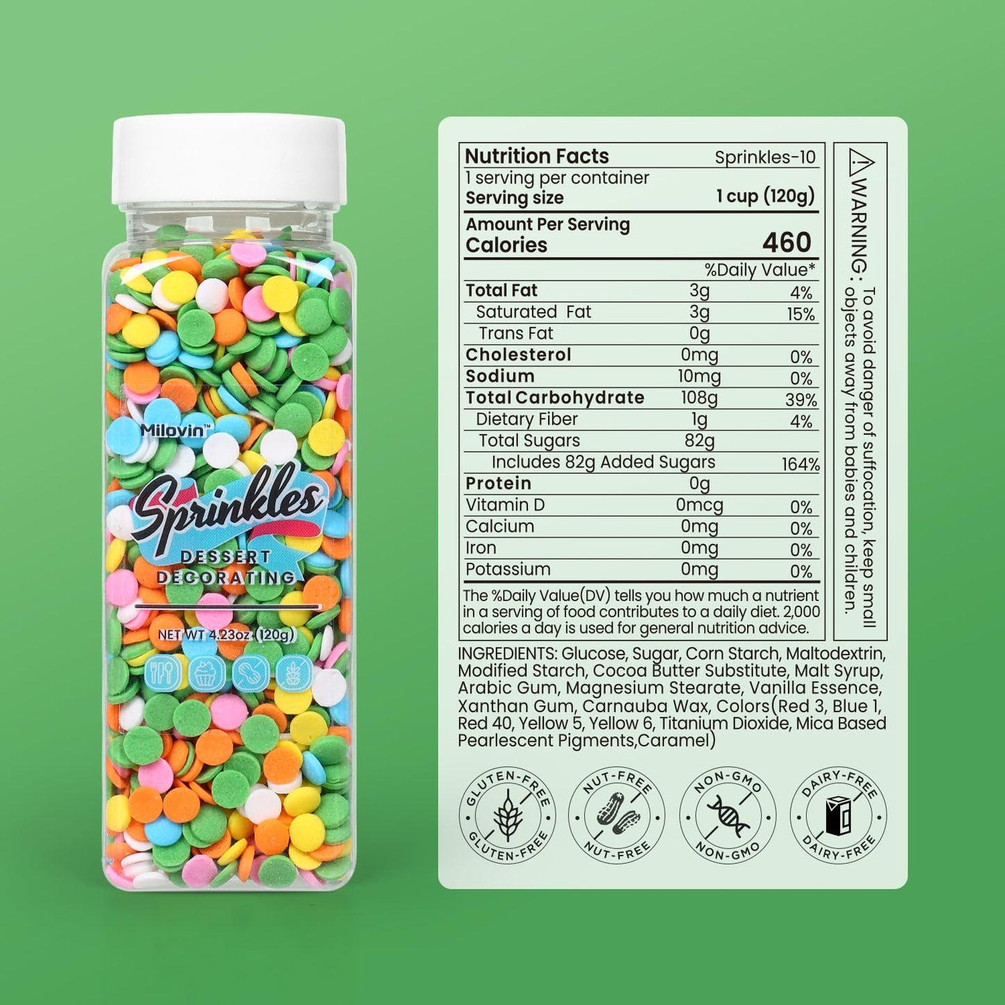 Edible Spring Confetti Sprinkles, Rainbow Sprinkles for Cake Decorating, Funfetti Sprinkles, Round Sprinkles for Spring Cupcakes, Cakes, Cookies, Ice Cream(120g/4.23oz)