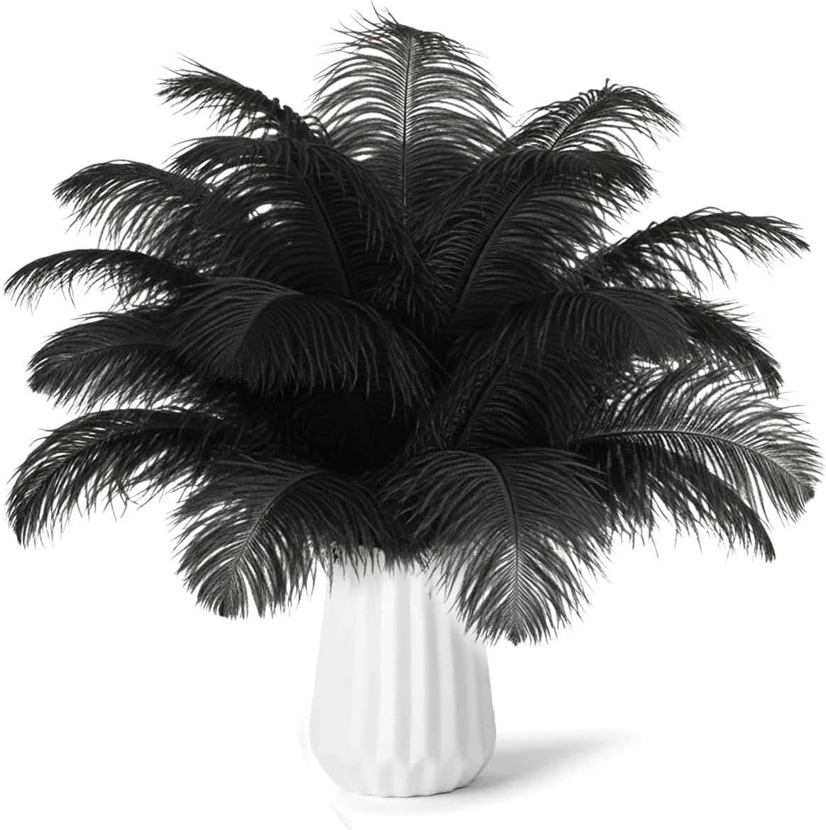 NEWONG 30pcs Black Ostrich Feathers Natural Bulk 8-10inch(20-25cm) Vase Craft Wedding Home Party Centerpieces Christmas Day Decoration