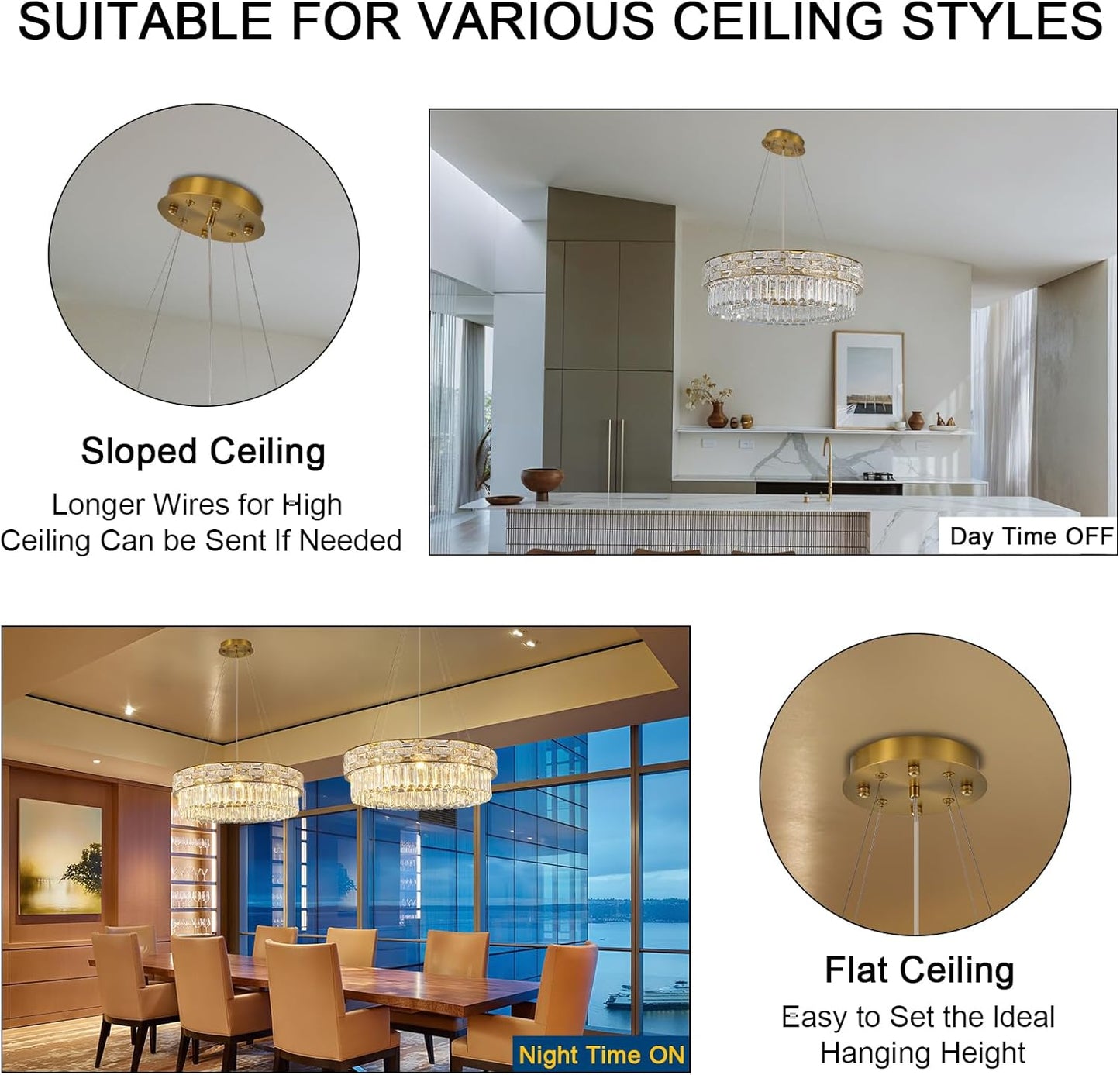 Crystal Chandeliers, 23" 8-Light Round Chandelier for Living Room, Modern Chandelier for Bedroom, Foyer Chandeliers for Entryway, Dining Room Lighting Fixture Hanging Lights