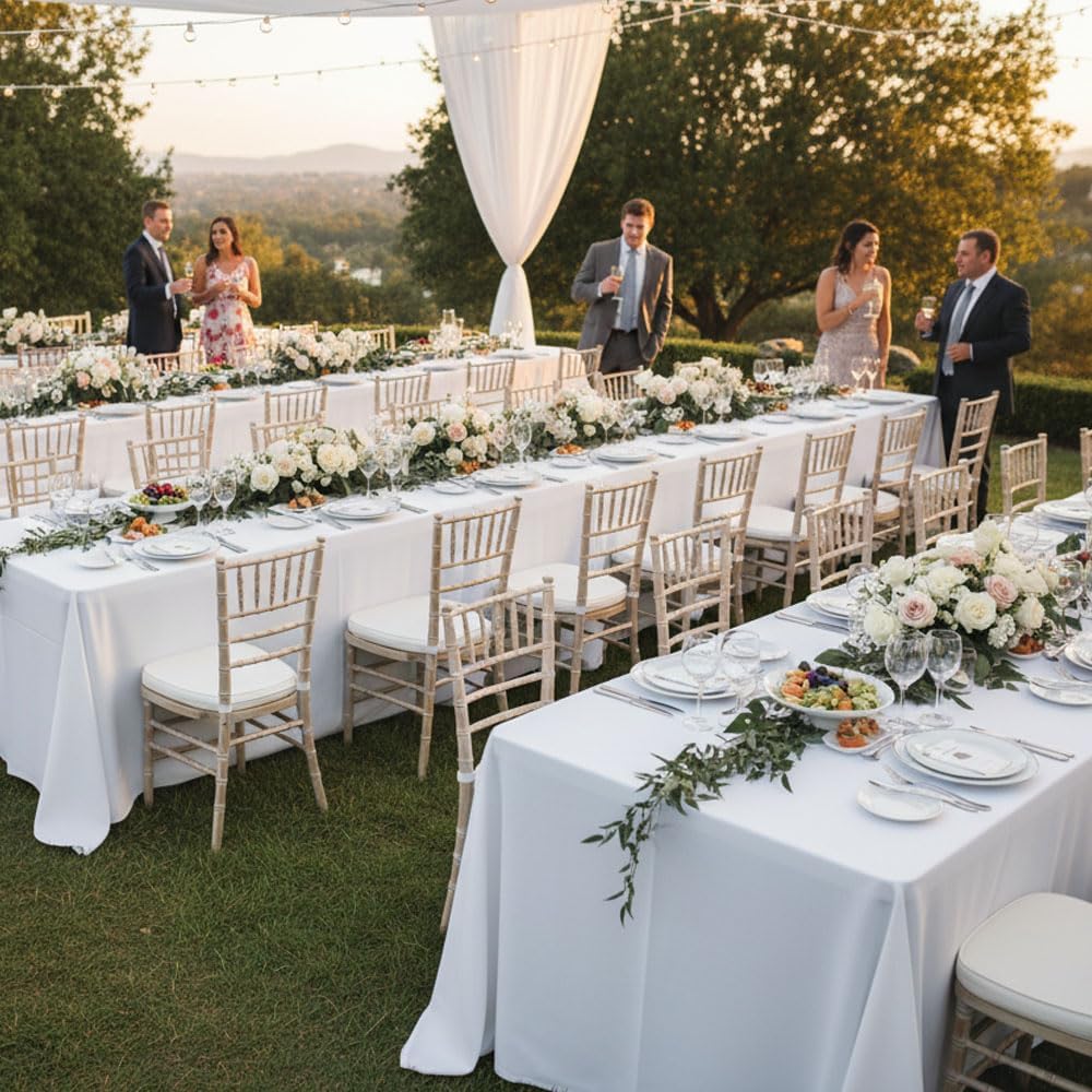 Fitable 8 Pack Table Cloth Rectangle Table: Stain and Wrinkle Resistant Tablecloth Rectangular, Washable Polyester Tablecloths for Wedding Party Dining Banquet Event Catering(White, 70x108 Inch)