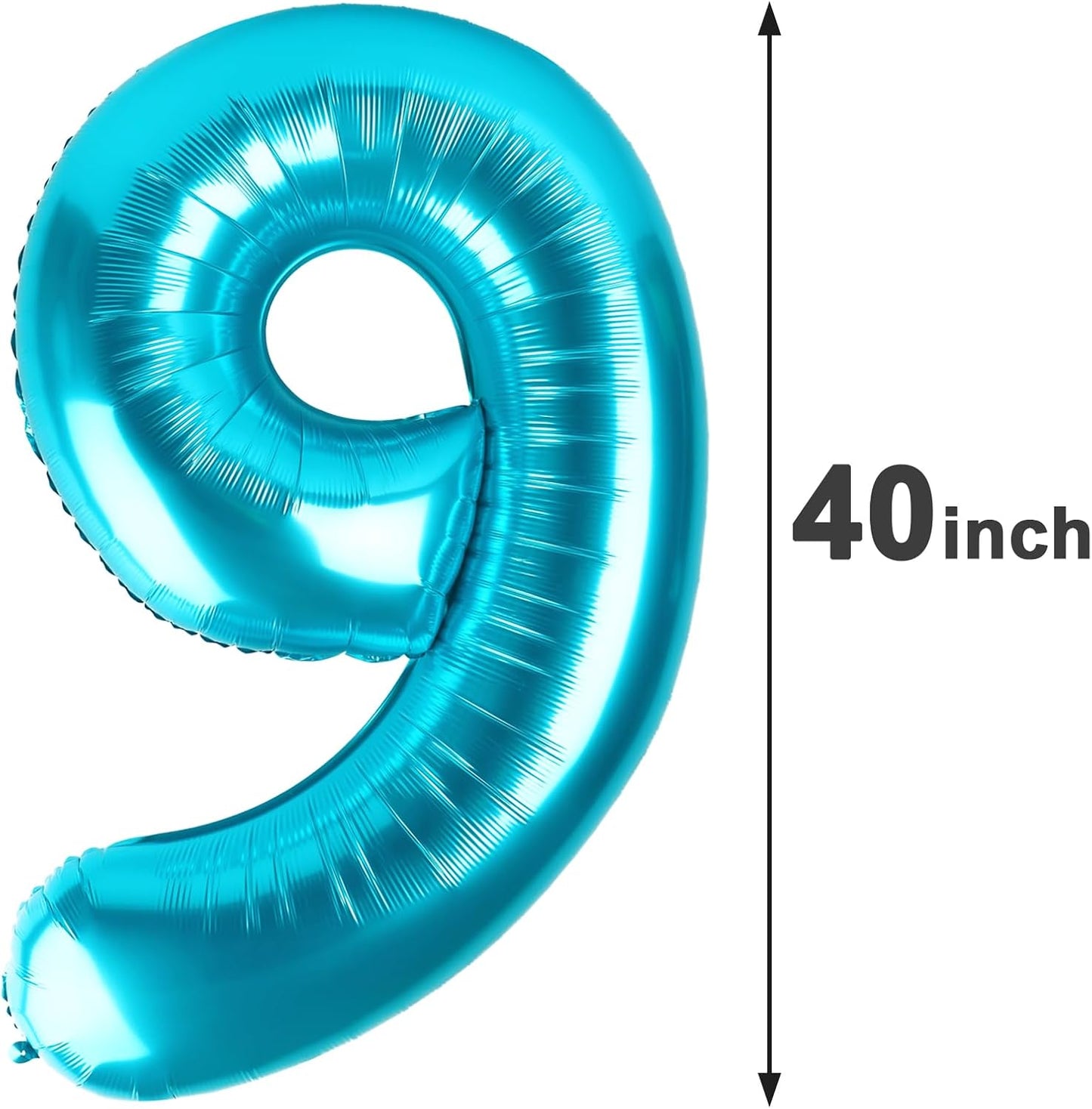 40 Inch Big Blue 9 Balloon Number, Jumbo Giant Happy 9th 19 29 39 49 99 Birthday Party Decorations,Blue Large Nine Mylar Foil Anniversary Birthday Party Engagement Decorations